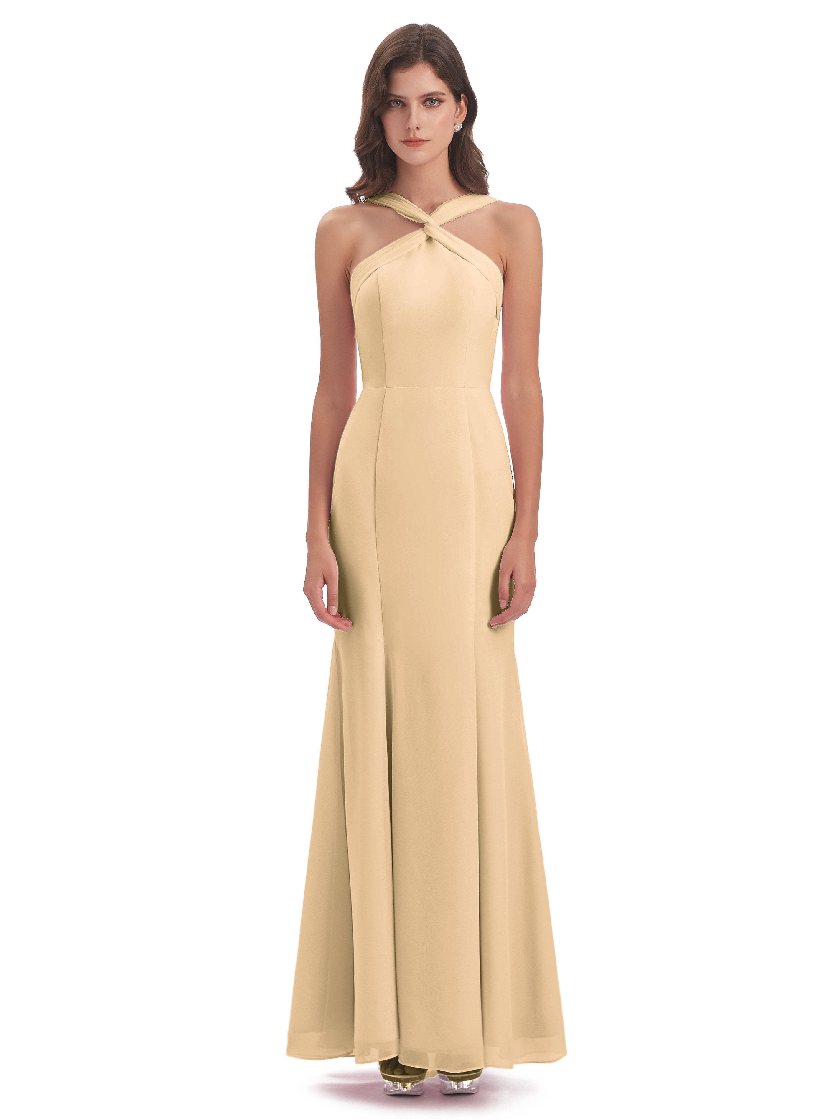 Aubrey Hourglass Halter Chiffon Bridesmaid Dresses