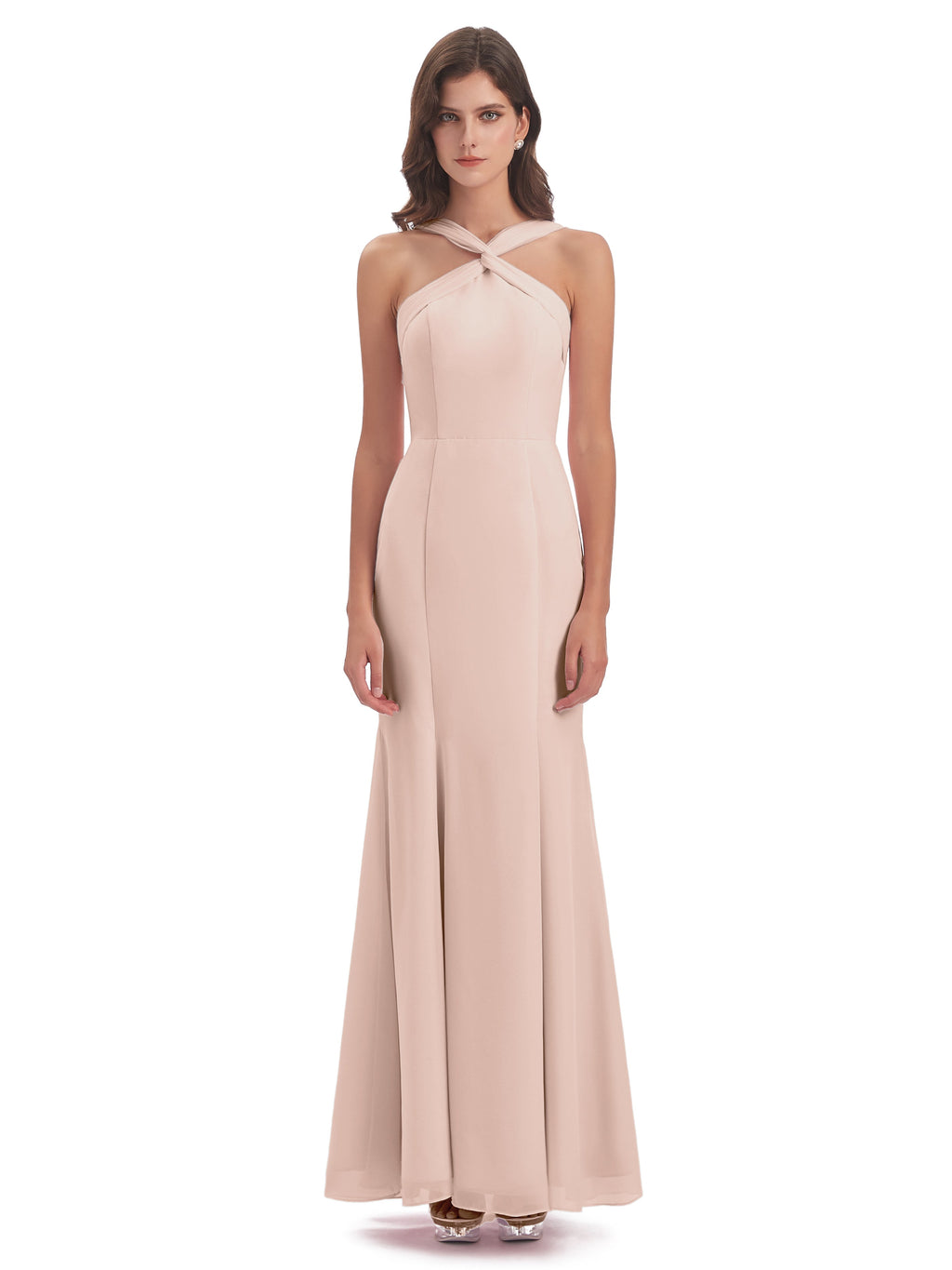Aubrey Hourglass Halter Chiffon Bridesmaid Dresses