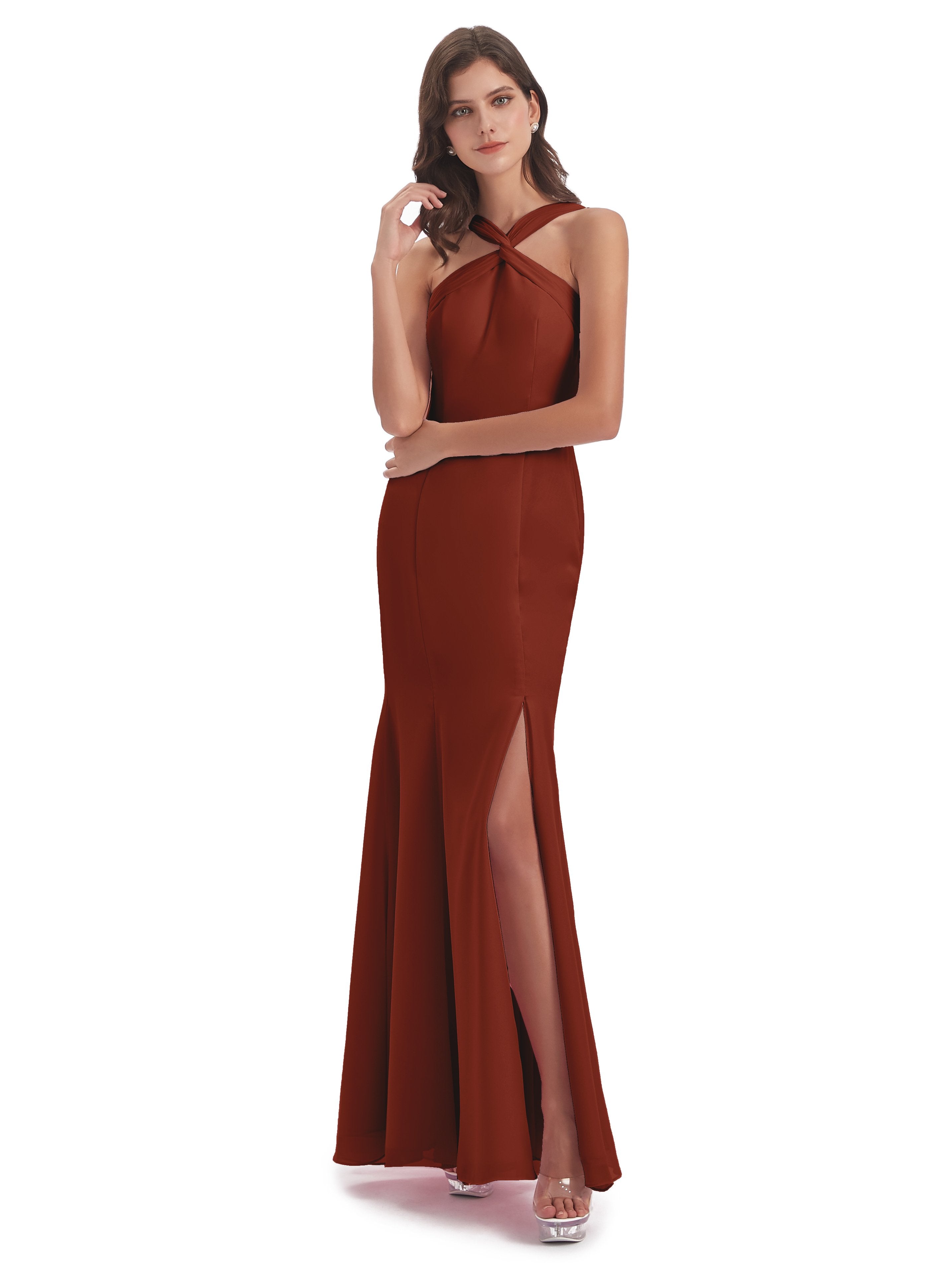 Aubrey Hourglass Halter Chiffon Bridesmaid Dresses
