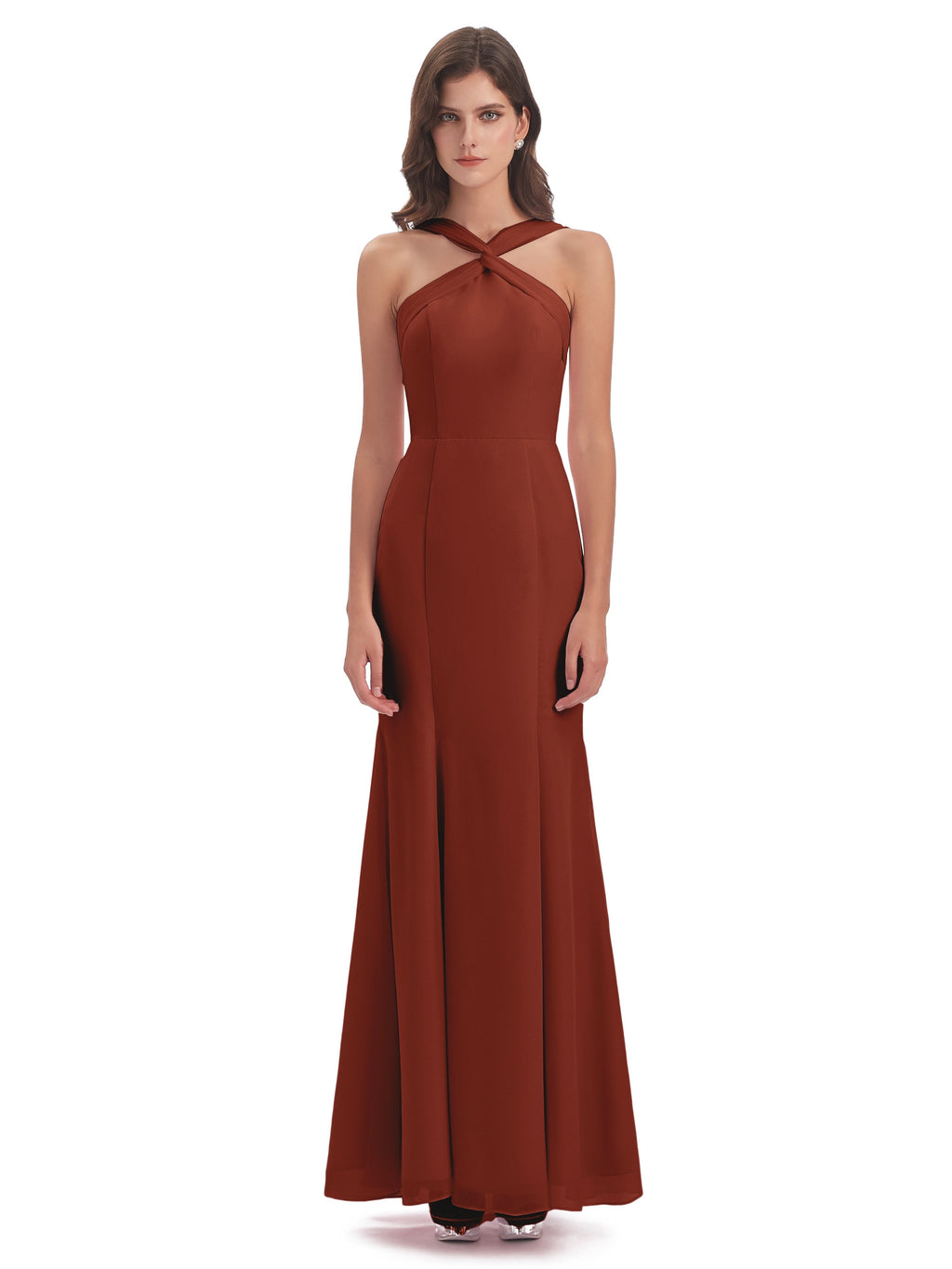 Aubrey Hourglass Halter Chiffon Bridesmaid Dresses