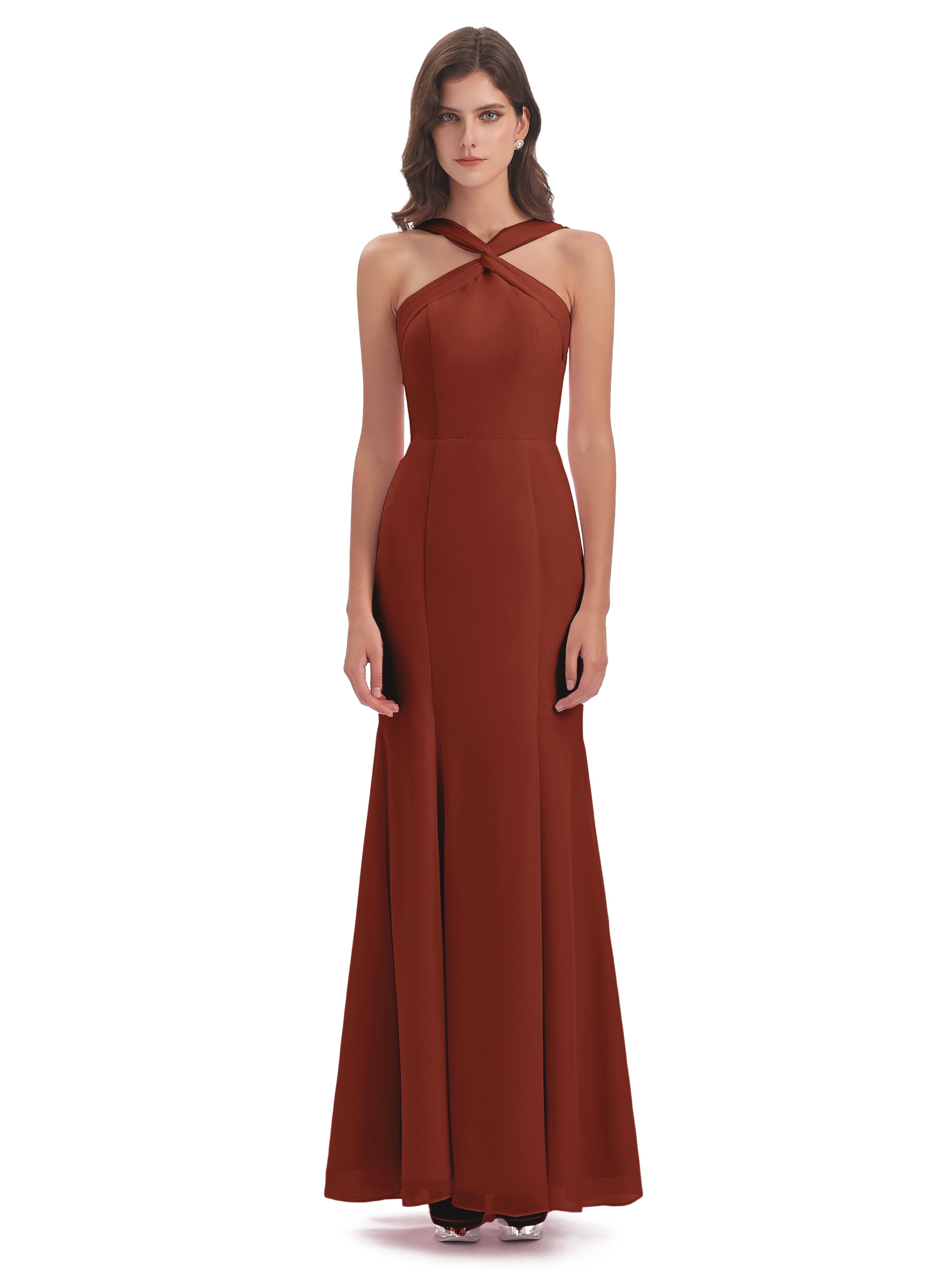 Aubrey Hourglass Halter Chiffon Bridesmaid Dresses