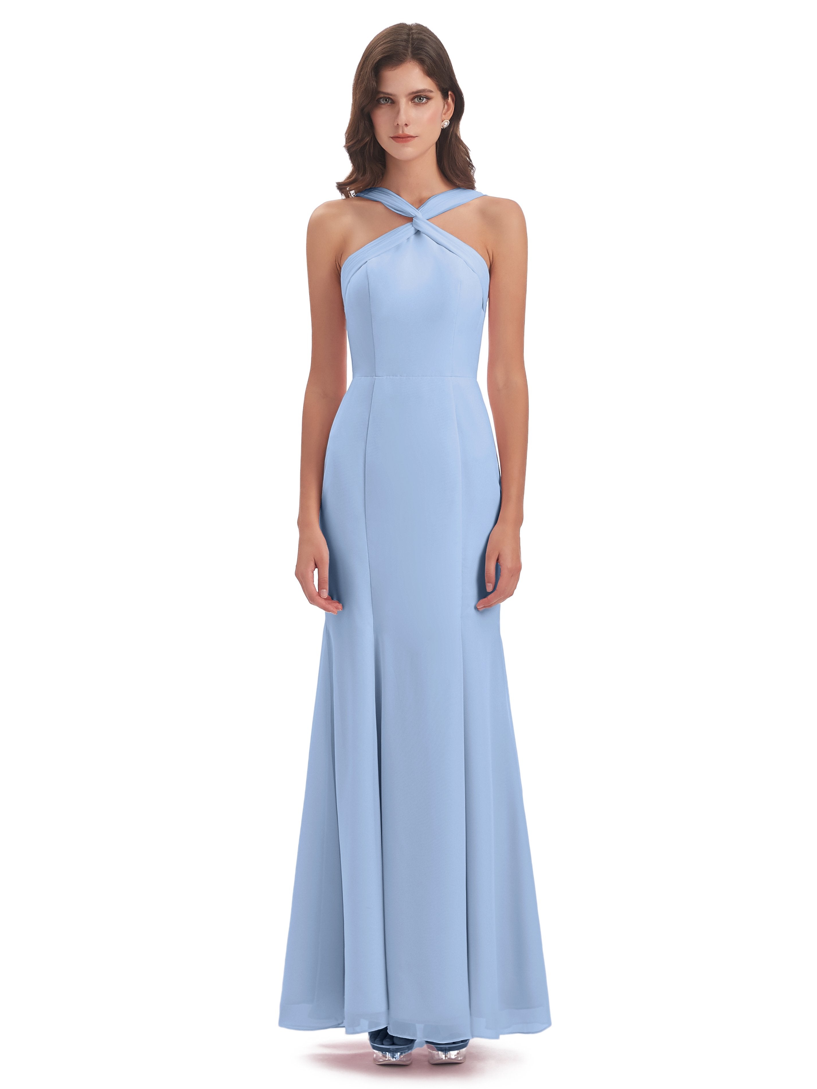 Aubrey Hourglass Halter Chiffon Bridesmaid Dresses