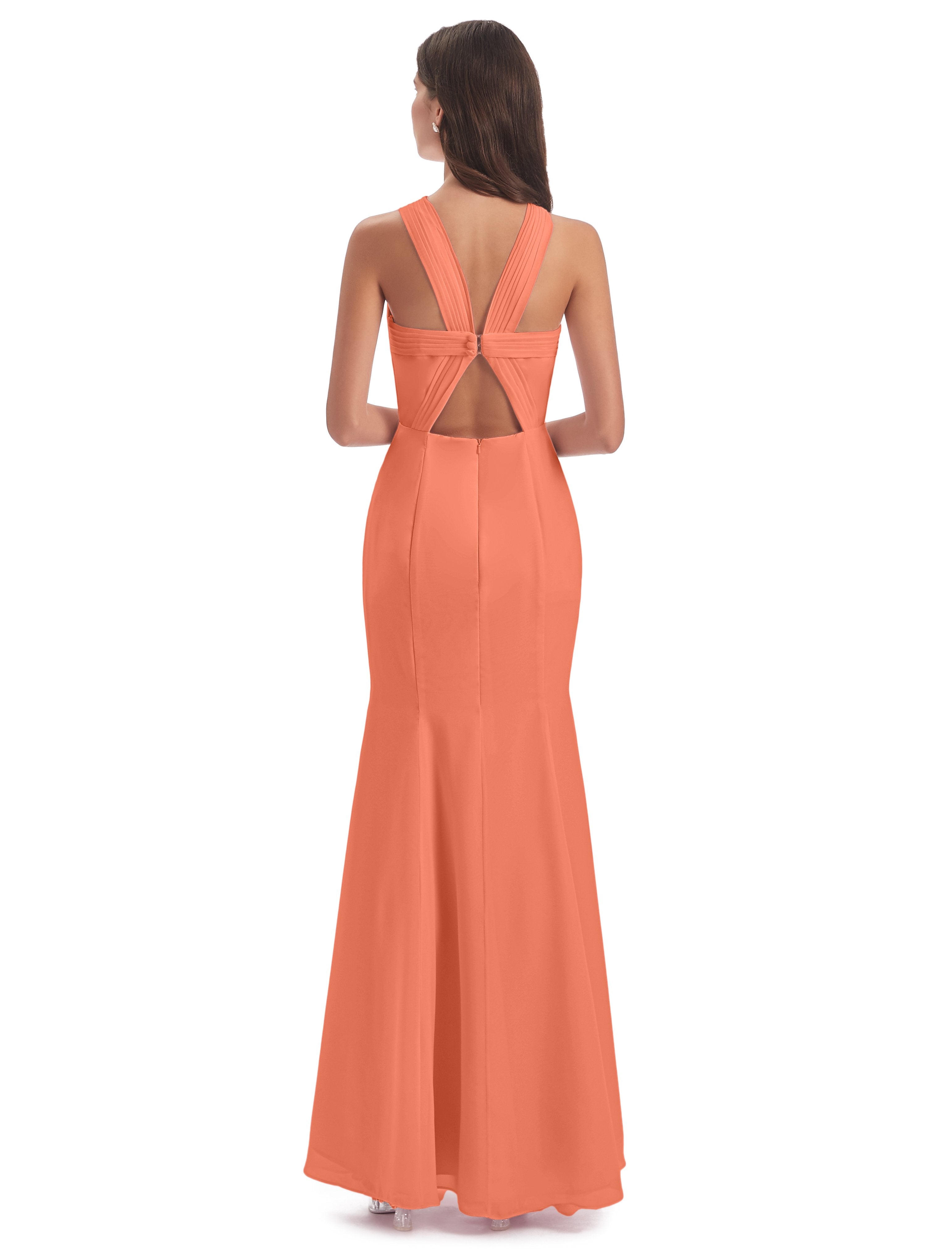 Aubrey Hourglass Halter Chiffon Bridesmaid Dresses