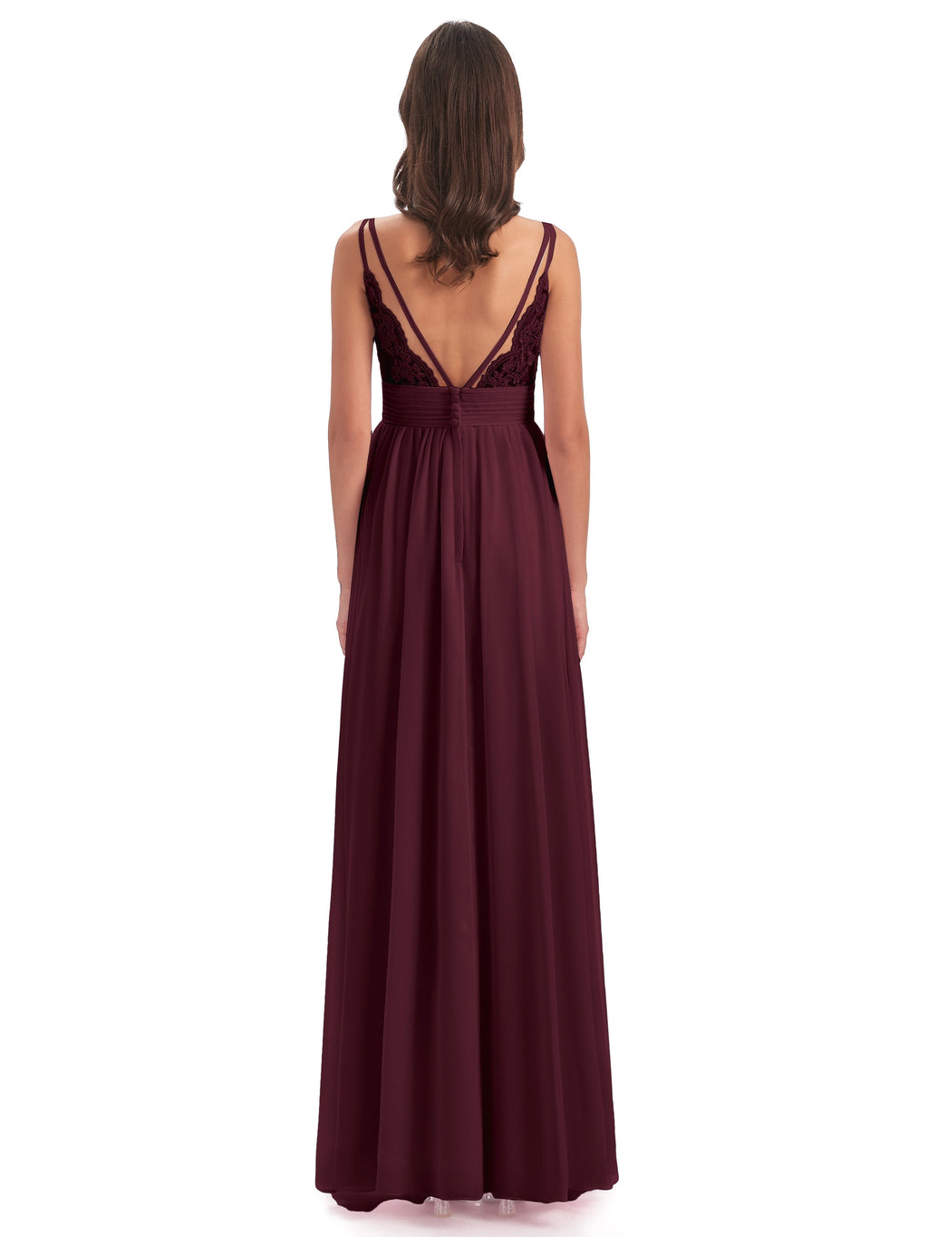 Ava Spaghetti Straps V-Neck Long Bridesmaid Dresses