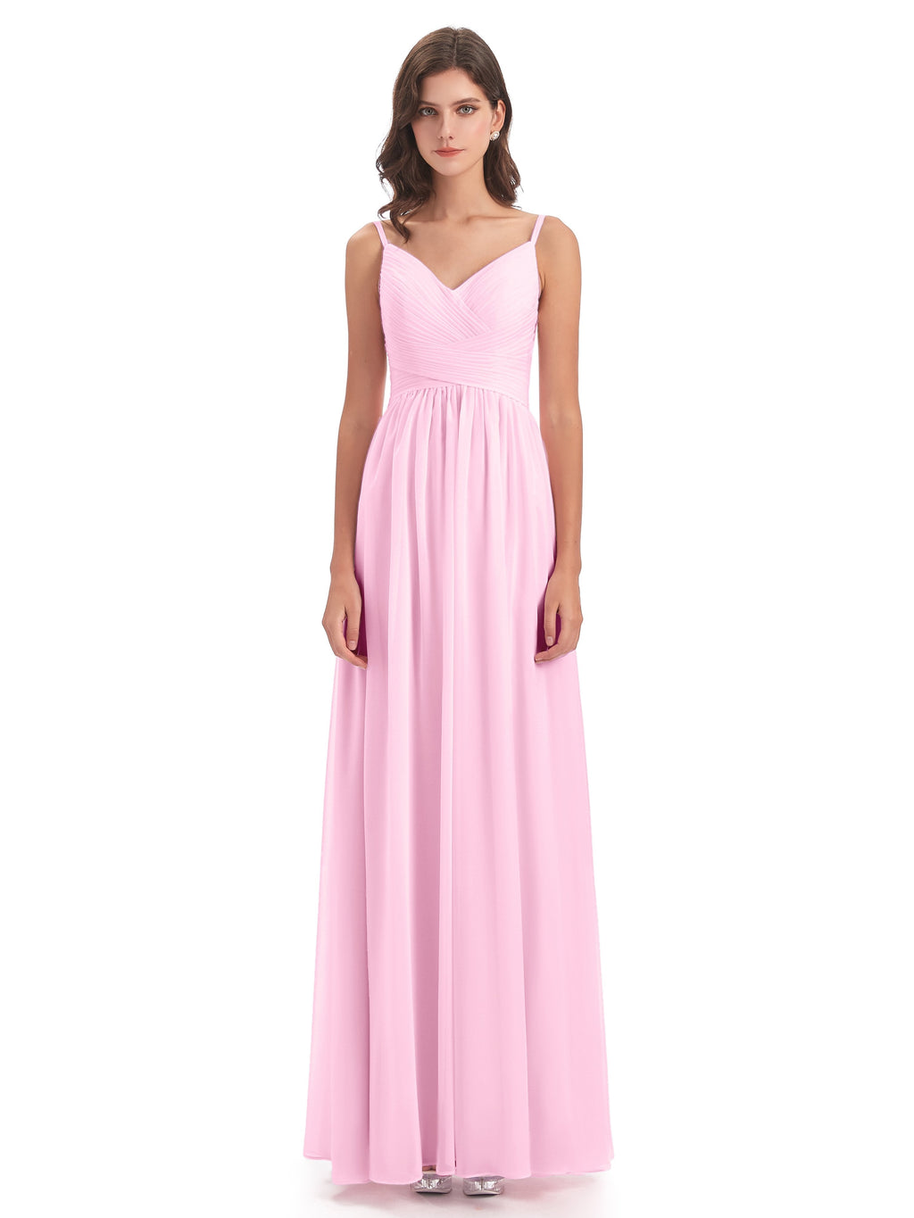 Ava Spaghetti Straps V-Neck Long Bridesmaid Dresses
