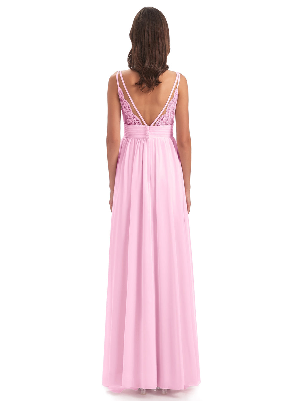 Ava Spaghetti Straps V-Neck Long Bridesmaid Dresses