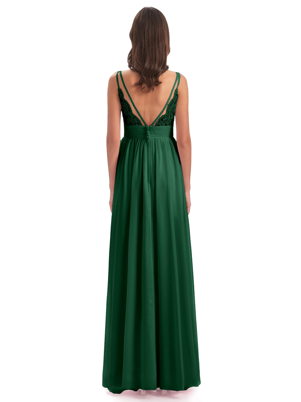 Ava Spaghetti Straps V-Neck Long Bridesmaid Dresses