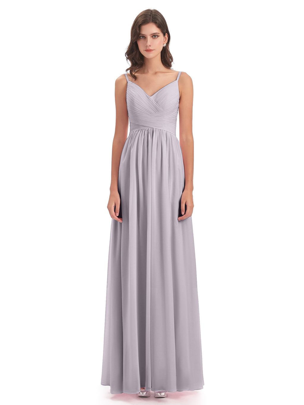 Ava Spaghetti Straps V-Neck Long Bridesmaid Dresses