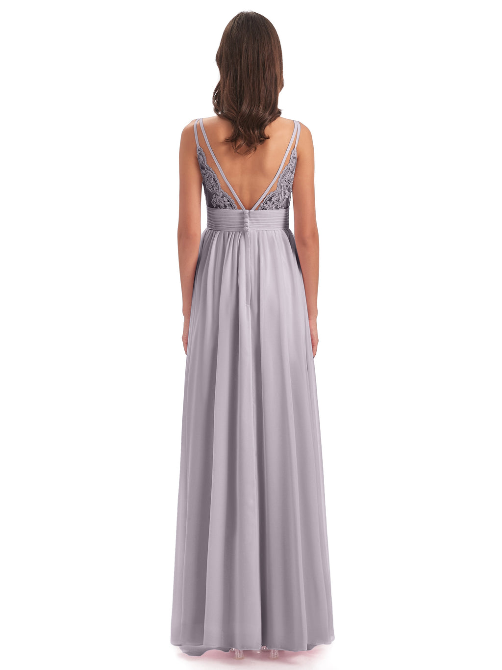 Ava Spaghetti Straps V-Neck Long Bridesmaid Dresses