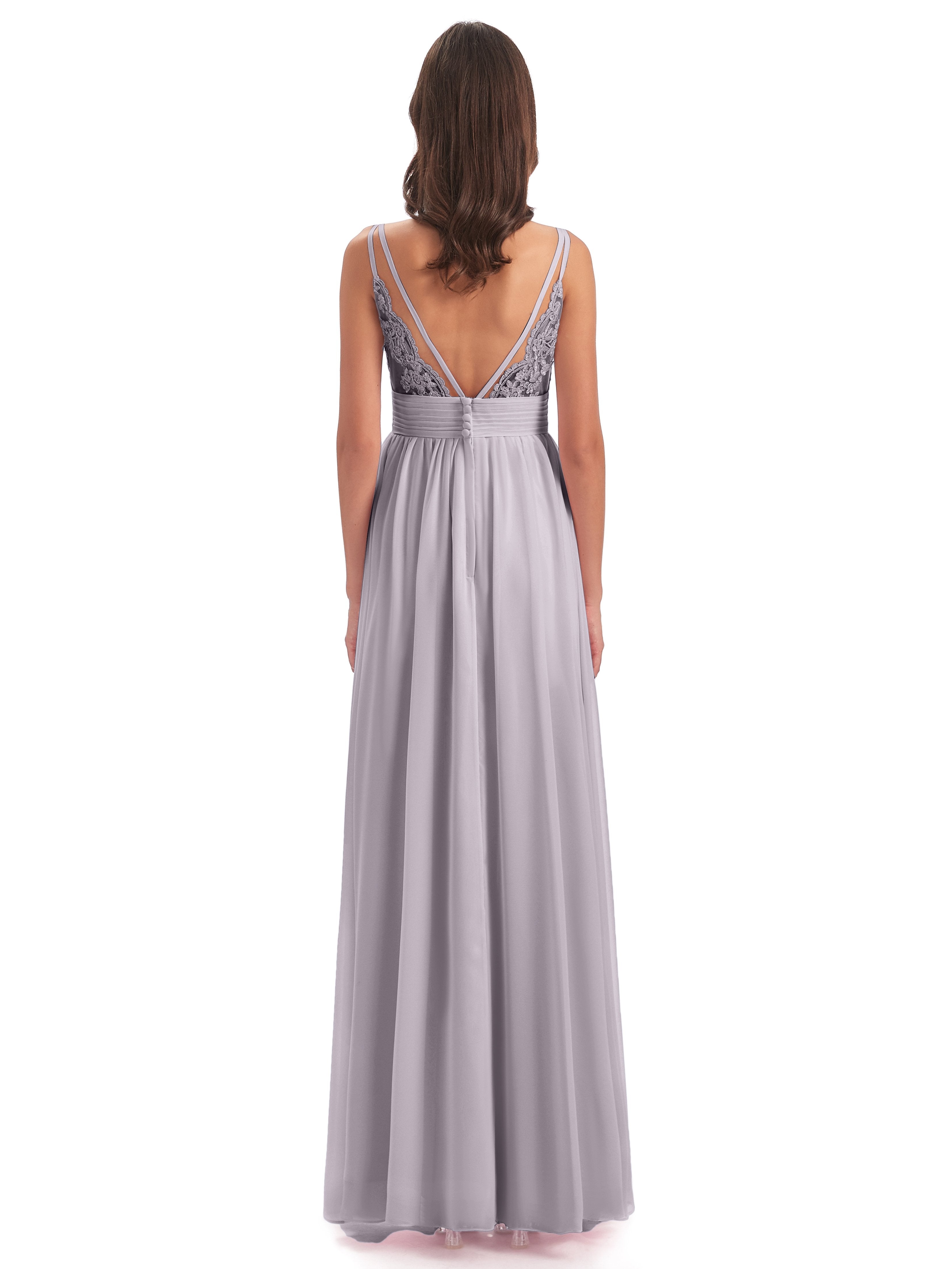 Ava Spaghetti Straps V-Neck Long Bridesmaid Dresses