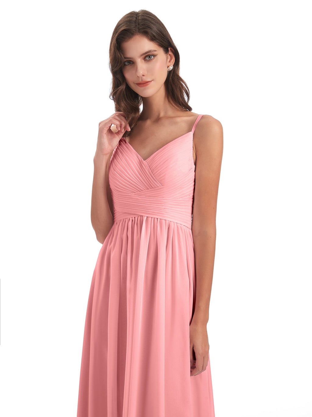 Ava Spaghetti Straps V-Neck Long Bridesmaid Dresses