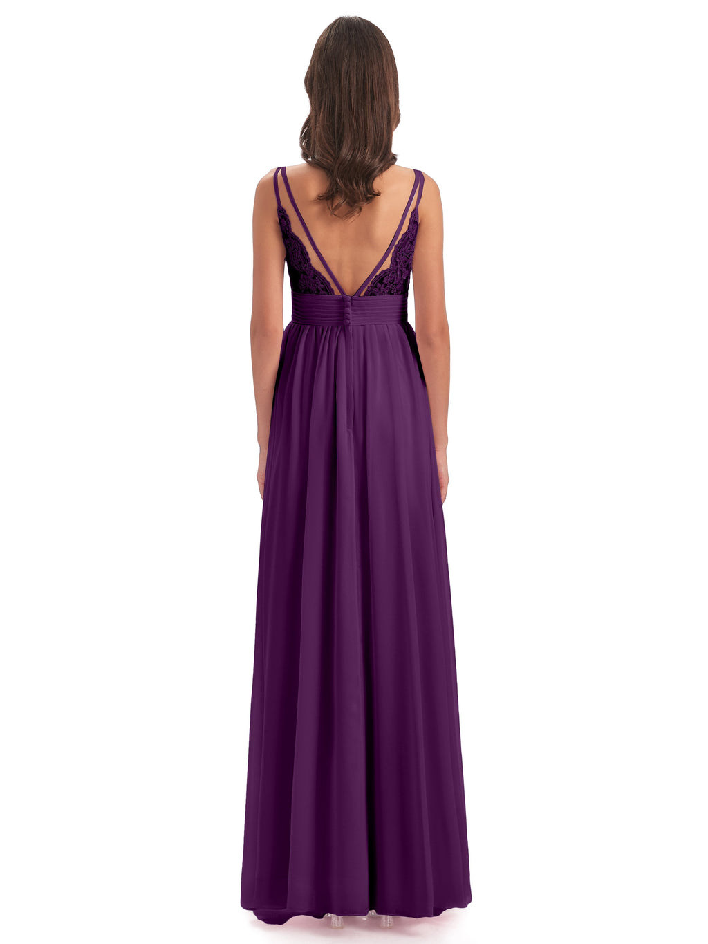 Ava Spaghetti Straps V-Neck Long Bridesmaid Dresses