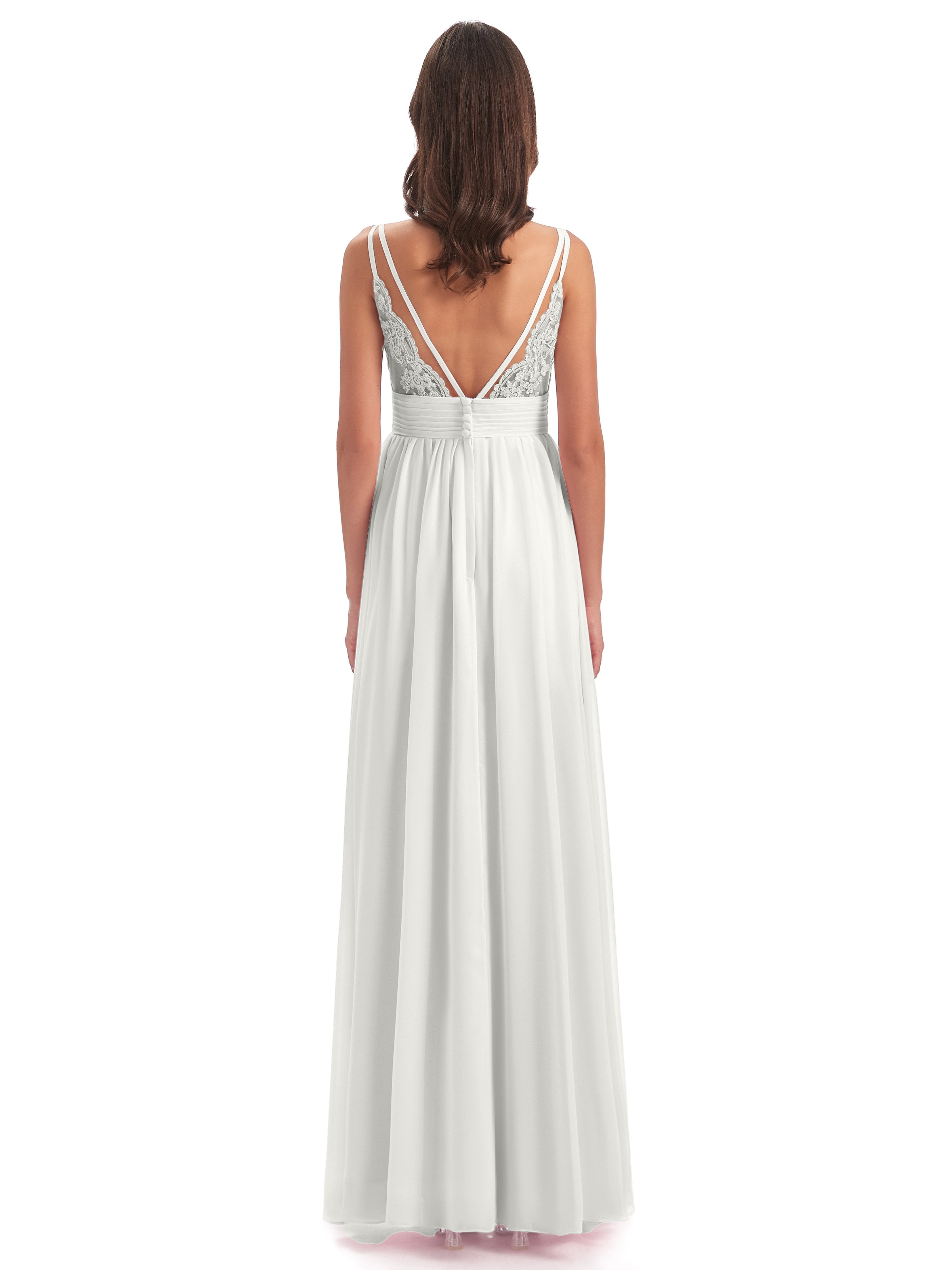 Ava Spaghetti Straps V-Neck Long Bridesmaid Dresses