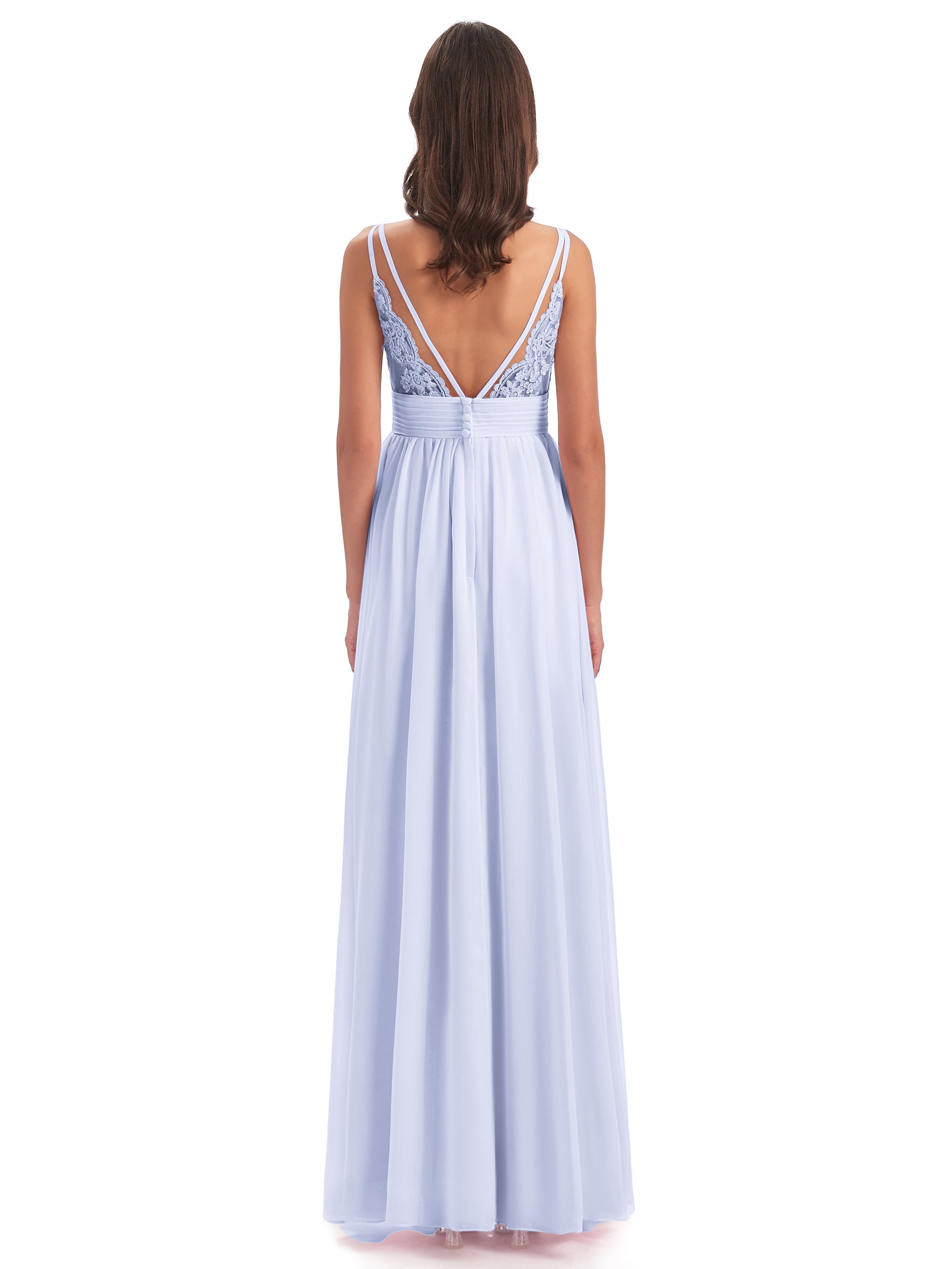 Ava Spaghetti Straps V-Neck Long Bridesmaid Dresses