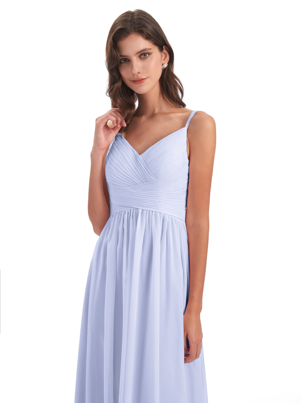 Ava Spaghetti Straps V-Neck Long Bridesmaid Dresses