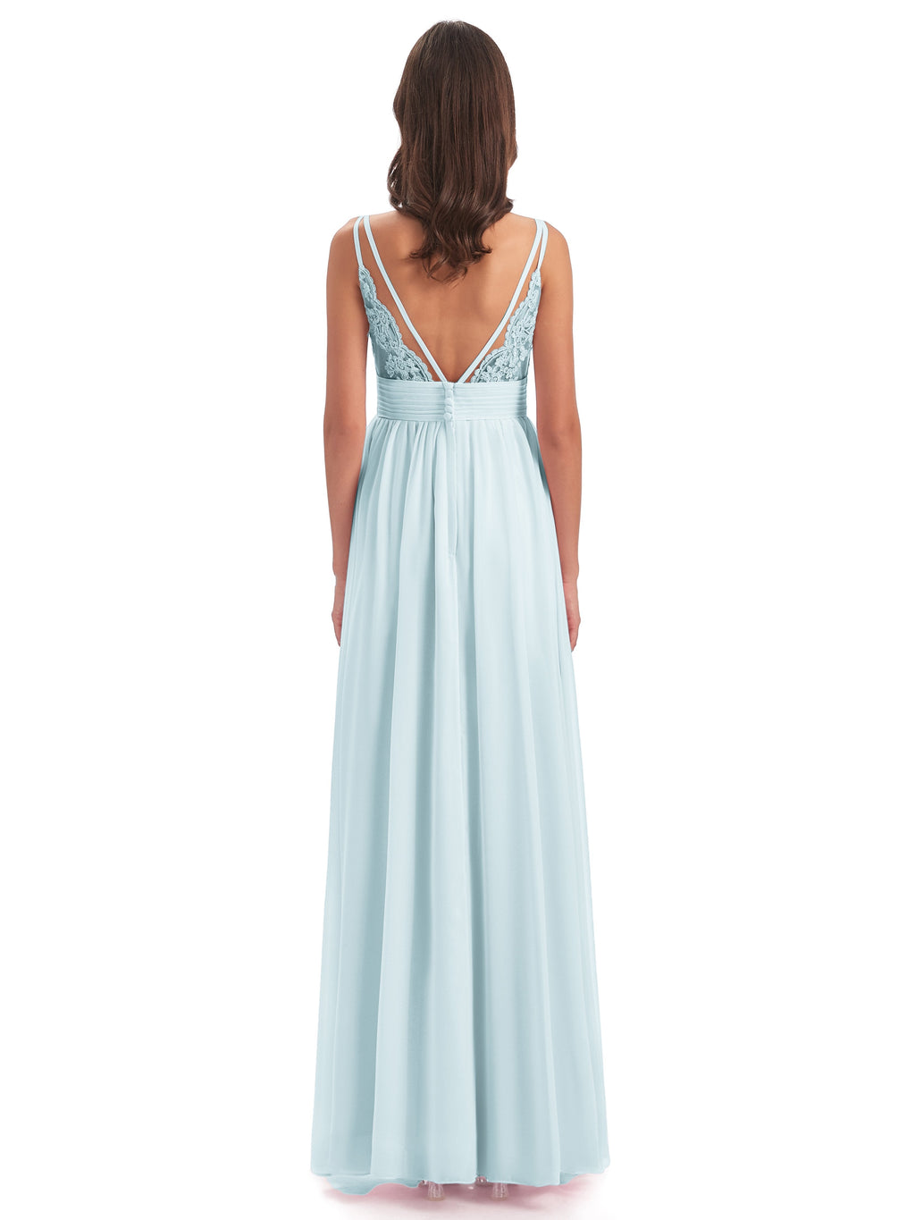 Ava Spaghetti Straps V-Neck Long Bridesmaid Dresses