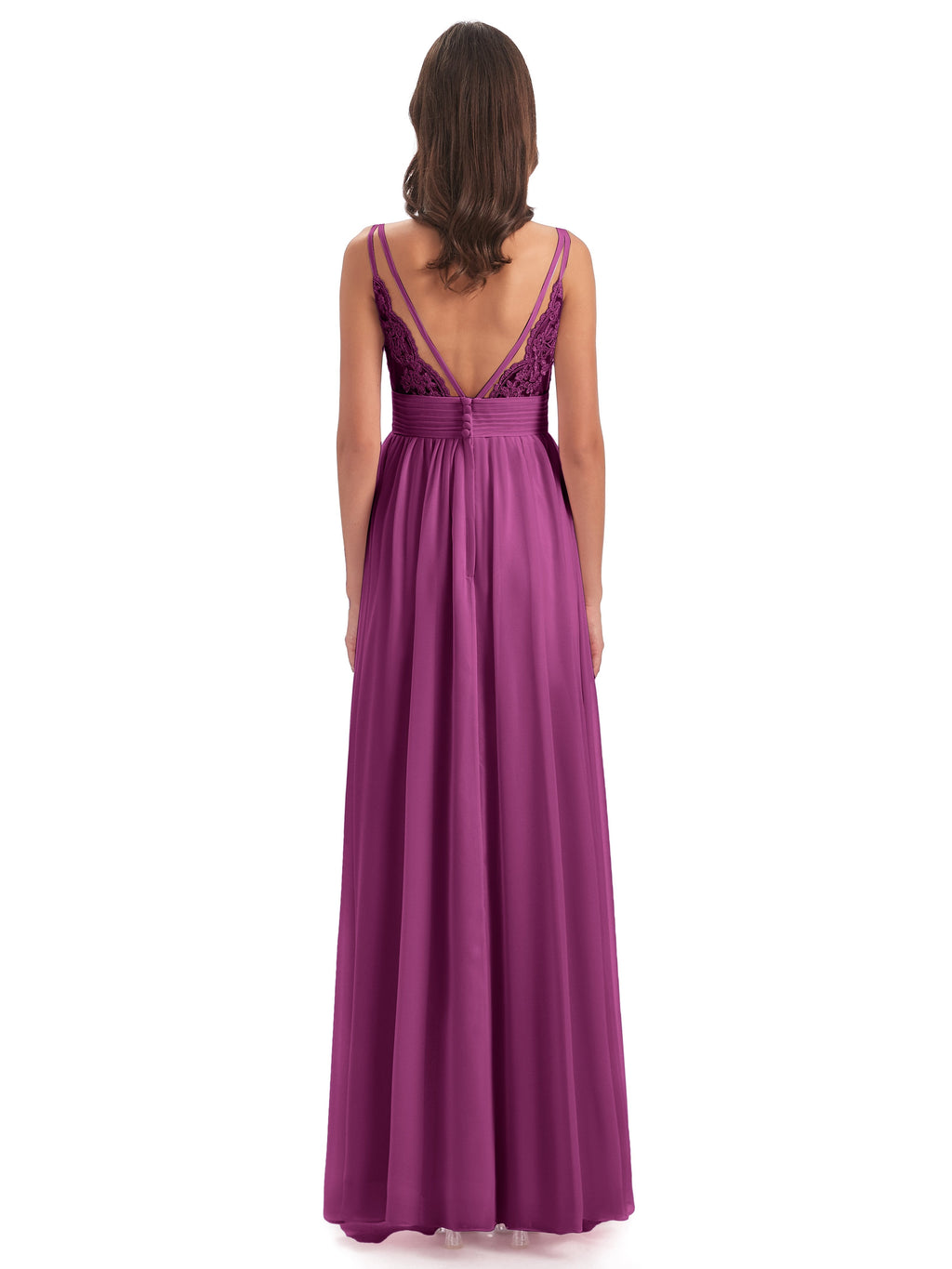 Ava Spaghetti Straps V-Neck Long Bridesmaid Dresses