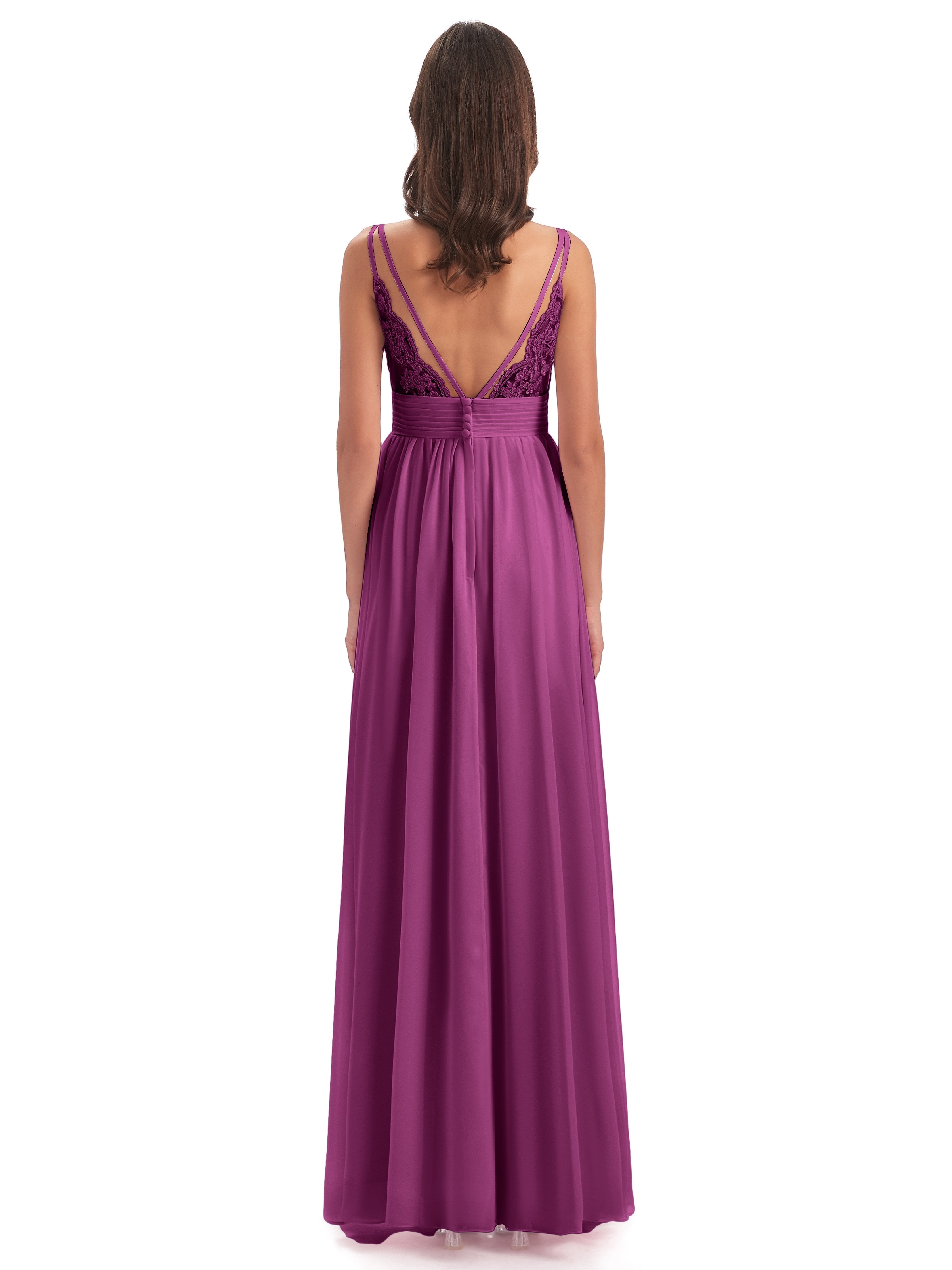 Ava Spaghetti Straps V-Neck Long Bridesmaid Dresses