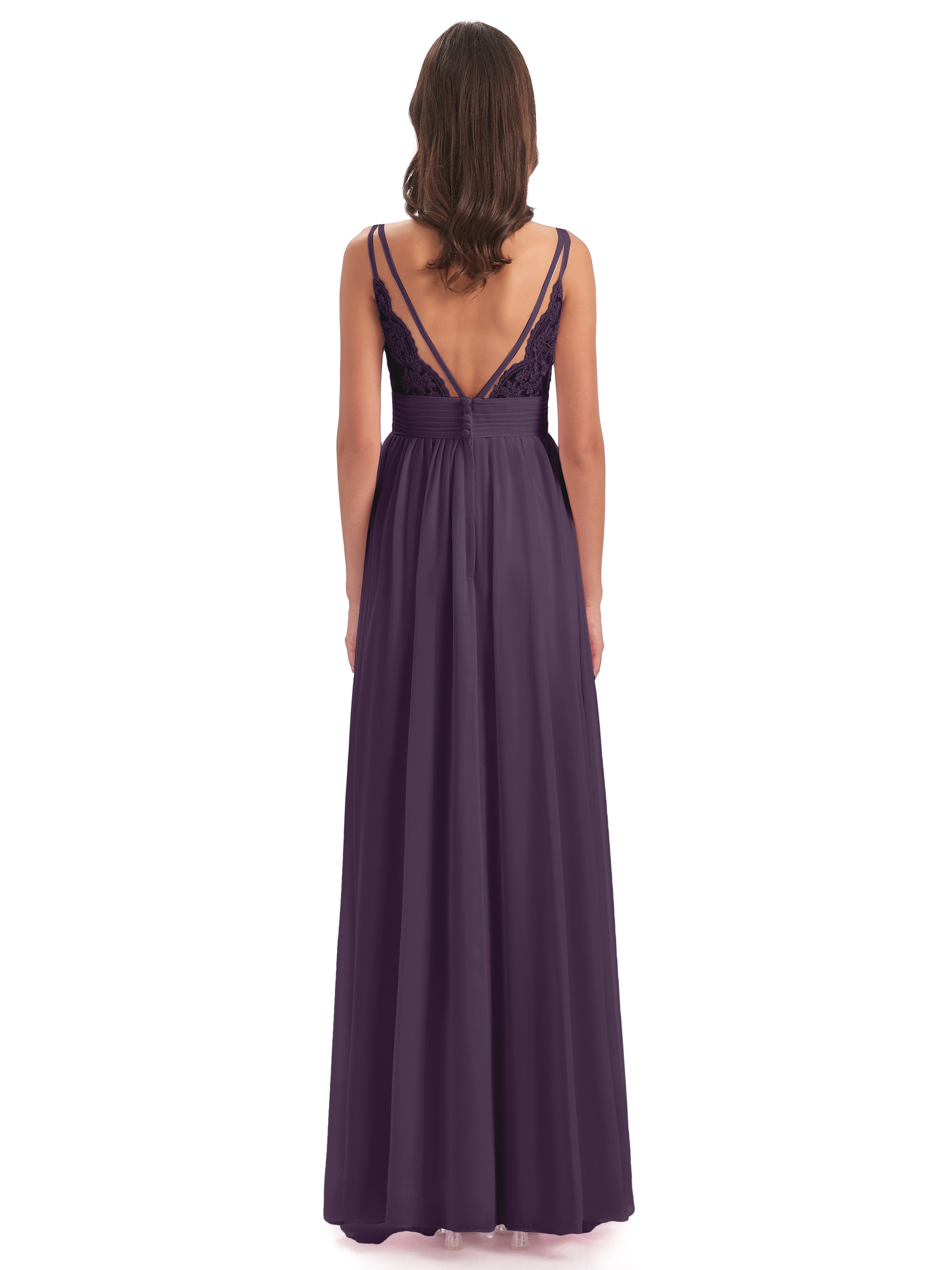Ava Spaghetti Straps V-Neck Long Bridesmaid Dresses