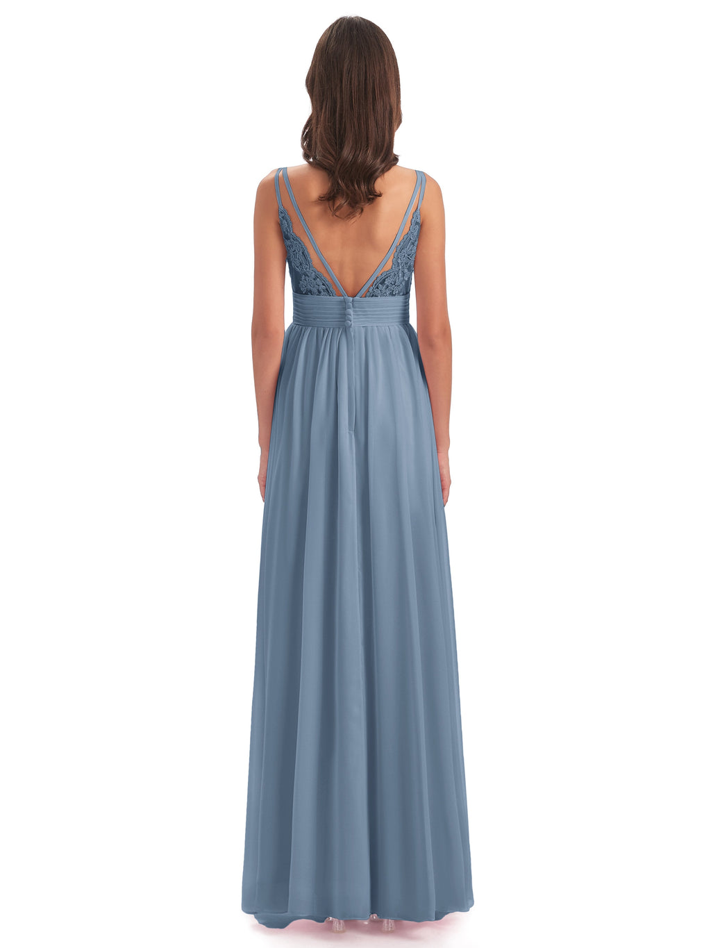 Ava Spaghetti Straps V-Neck Long Bridesmaid Dresses