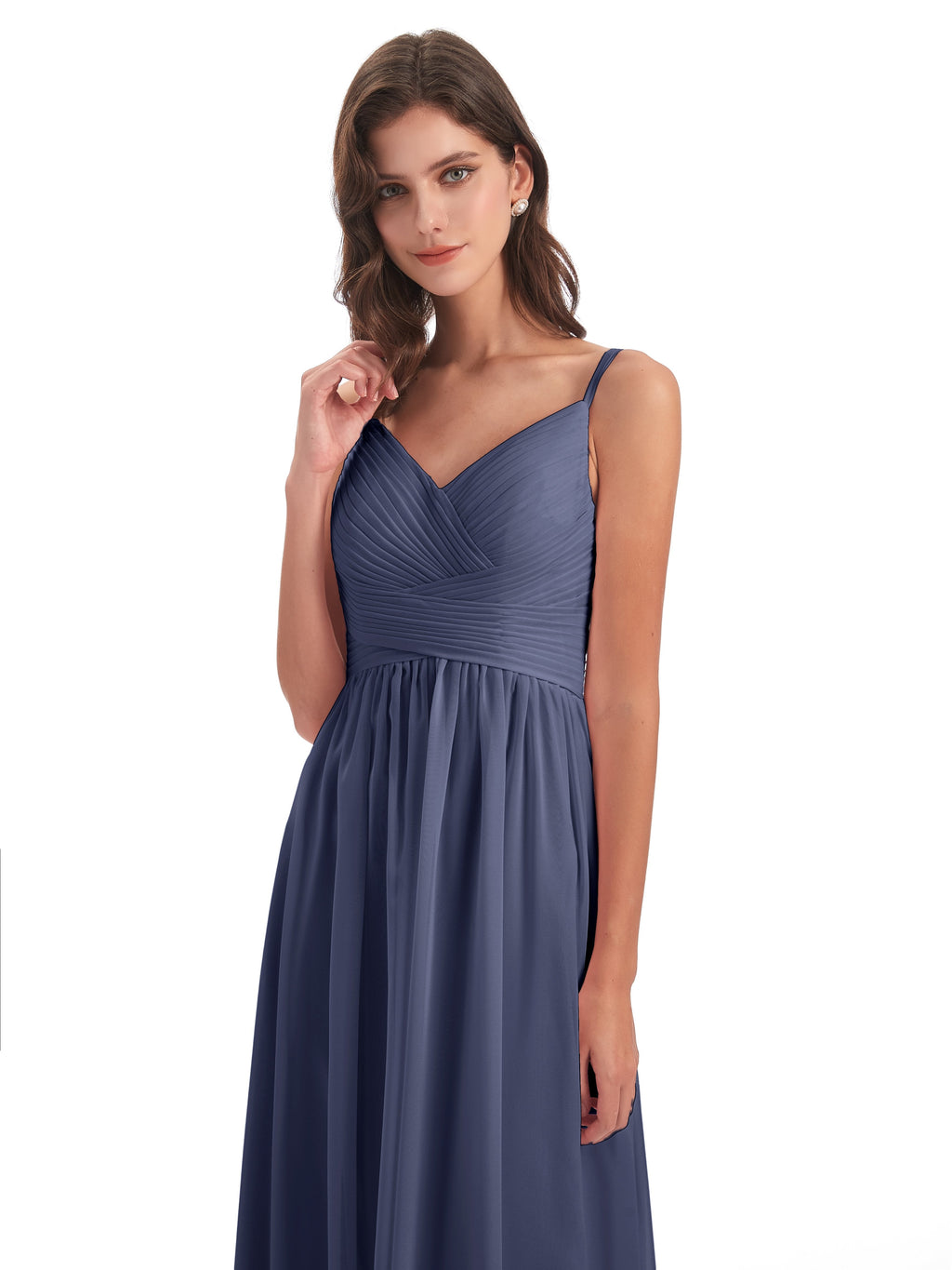 Ava Spaghetti Straps V-Neck Long Bridesmaid Dresses