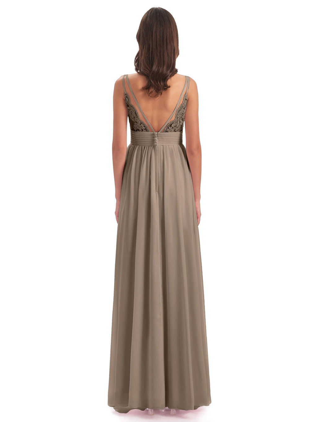 Ava Spaghetti Straps V-Neck Long Bridesmaid Dresses