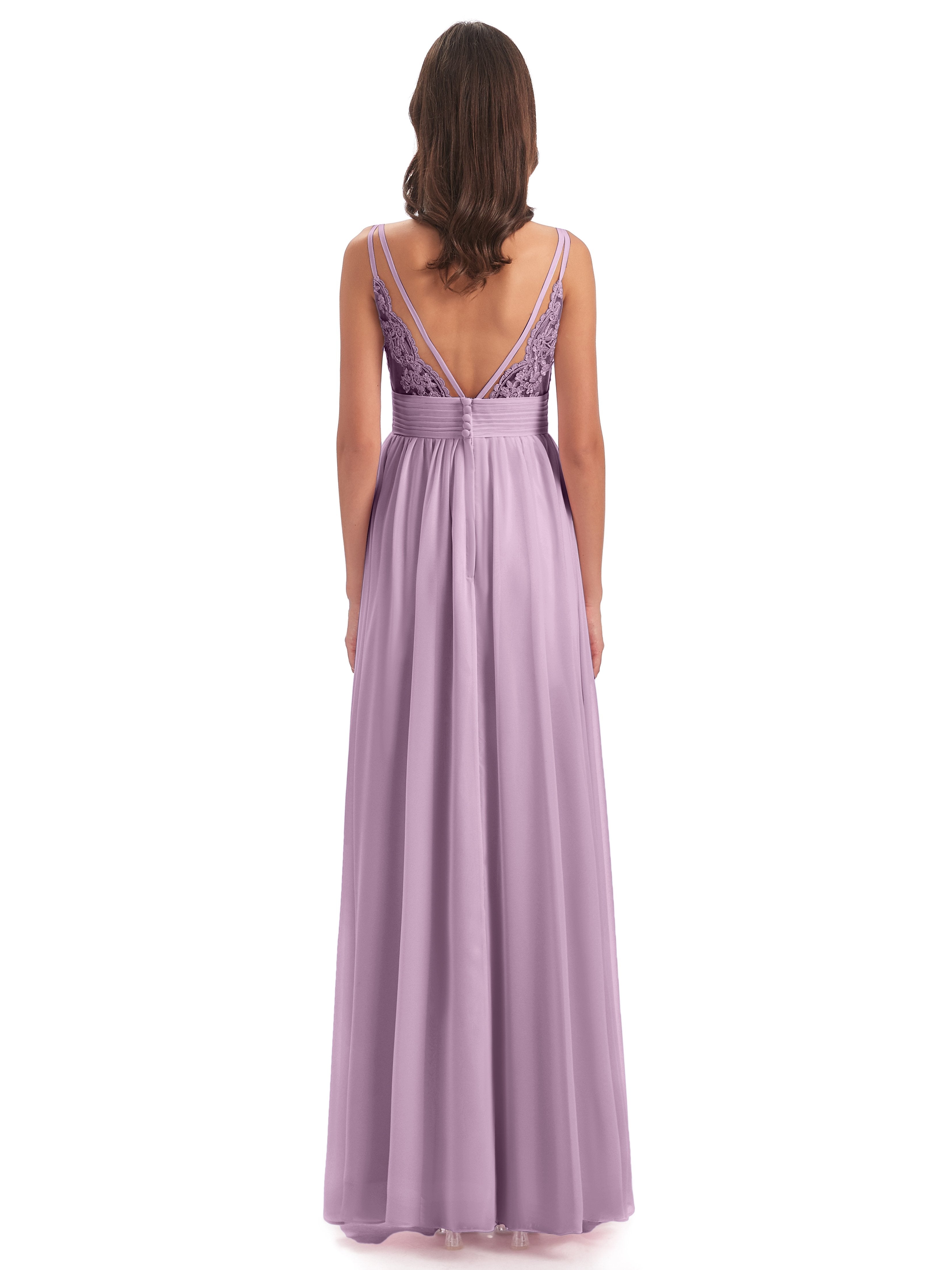 Ava Spaghetti Straps V-Neck Long Bridesmaid Dresses