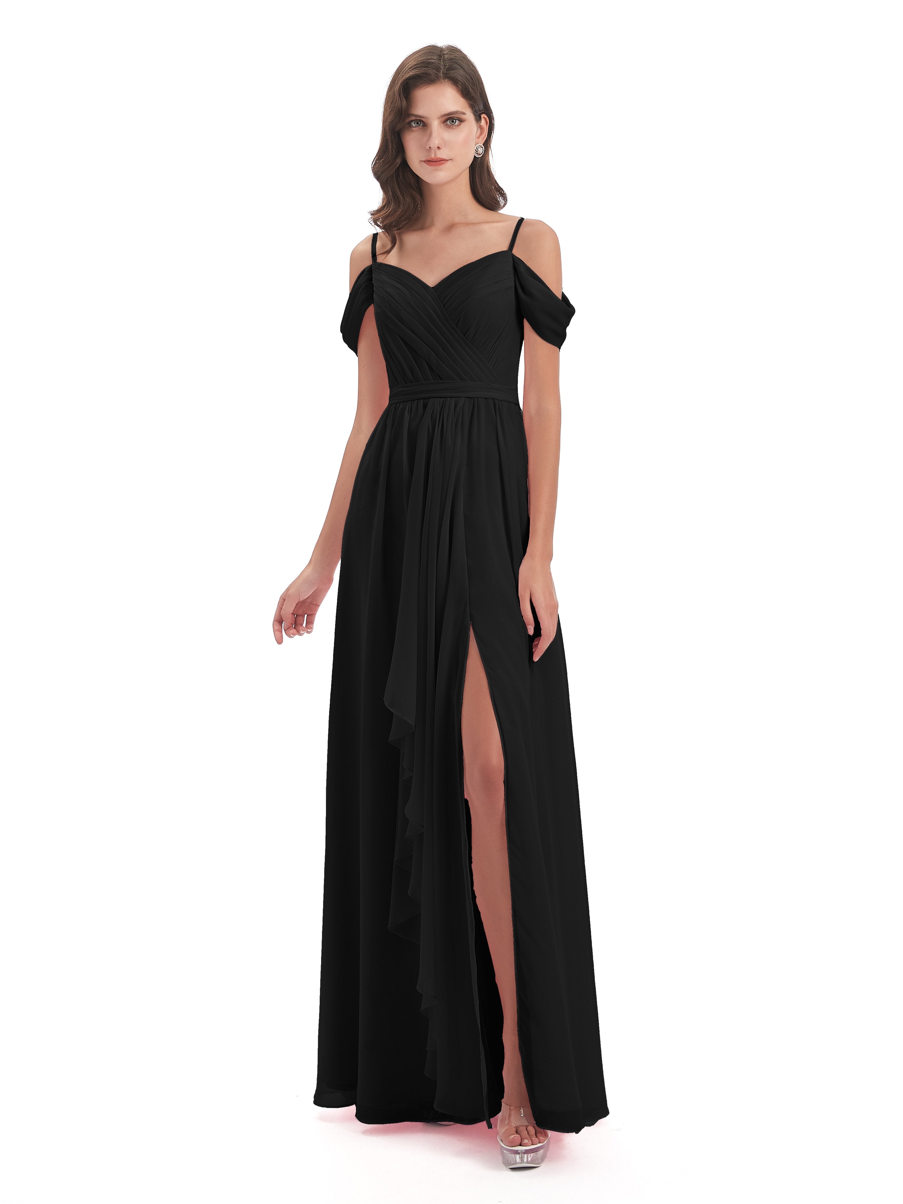 Brenna Off The Shoulder Chiffon Long Bridesmaid Dresses