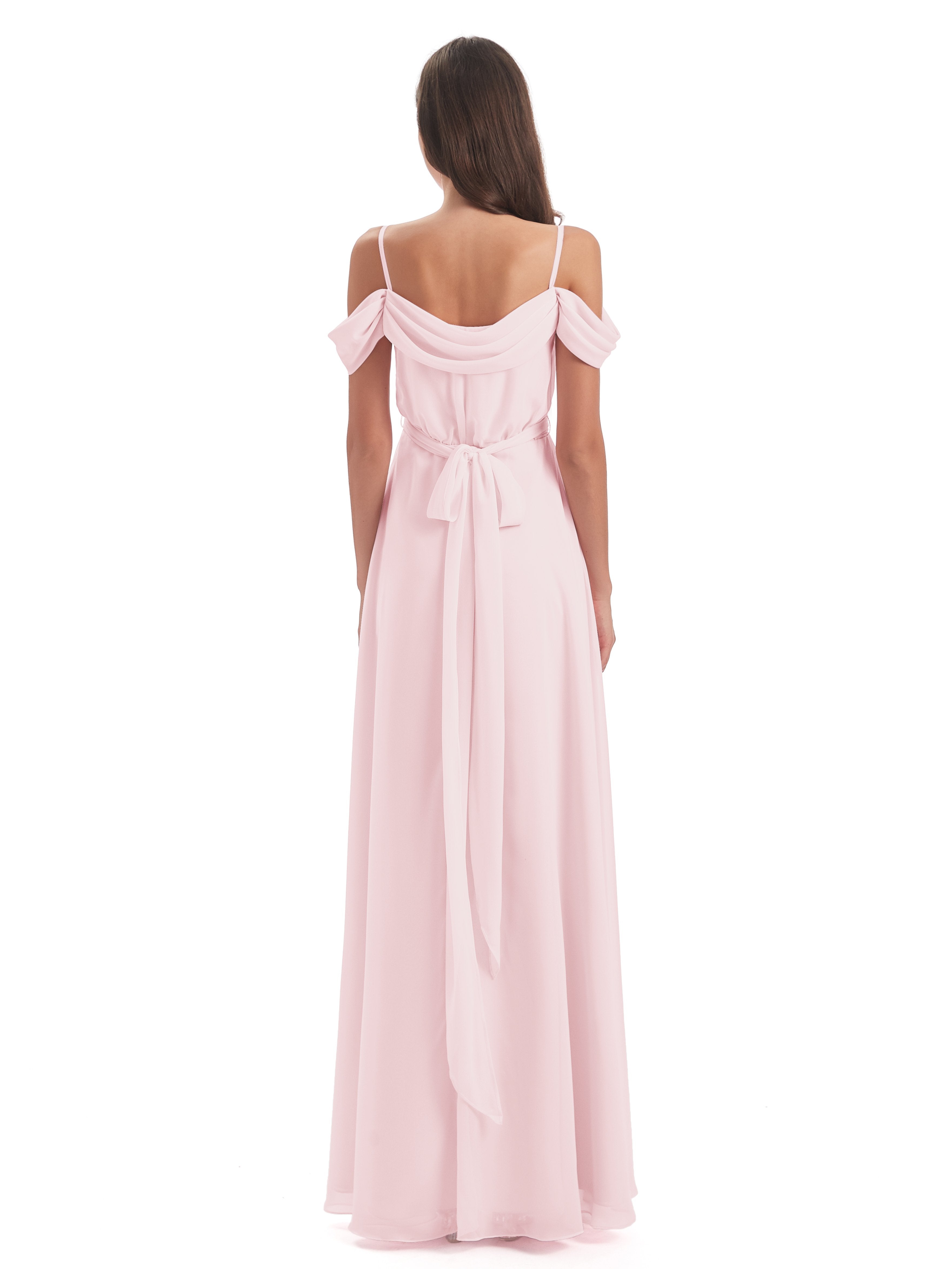 Brenna Off The Shoulder Chiffon Long Bridesmaid Dresses