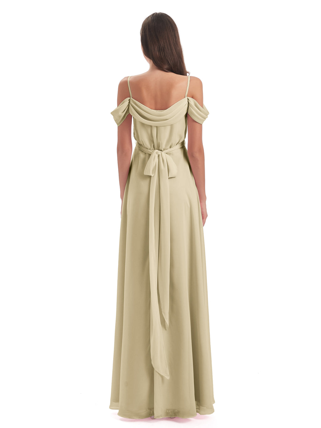 Brenna Off The Shoulder Chiffon Long Bridesmaid Dresses