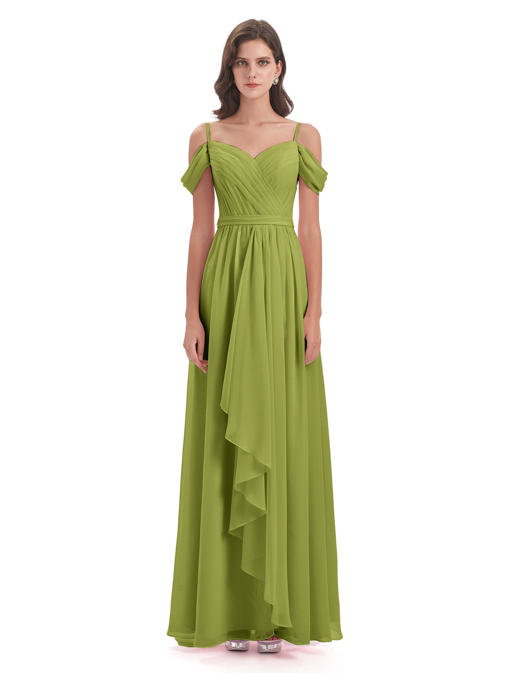 Brenna Off The Shoulder Chiffon Long Bridesmaid Dresses