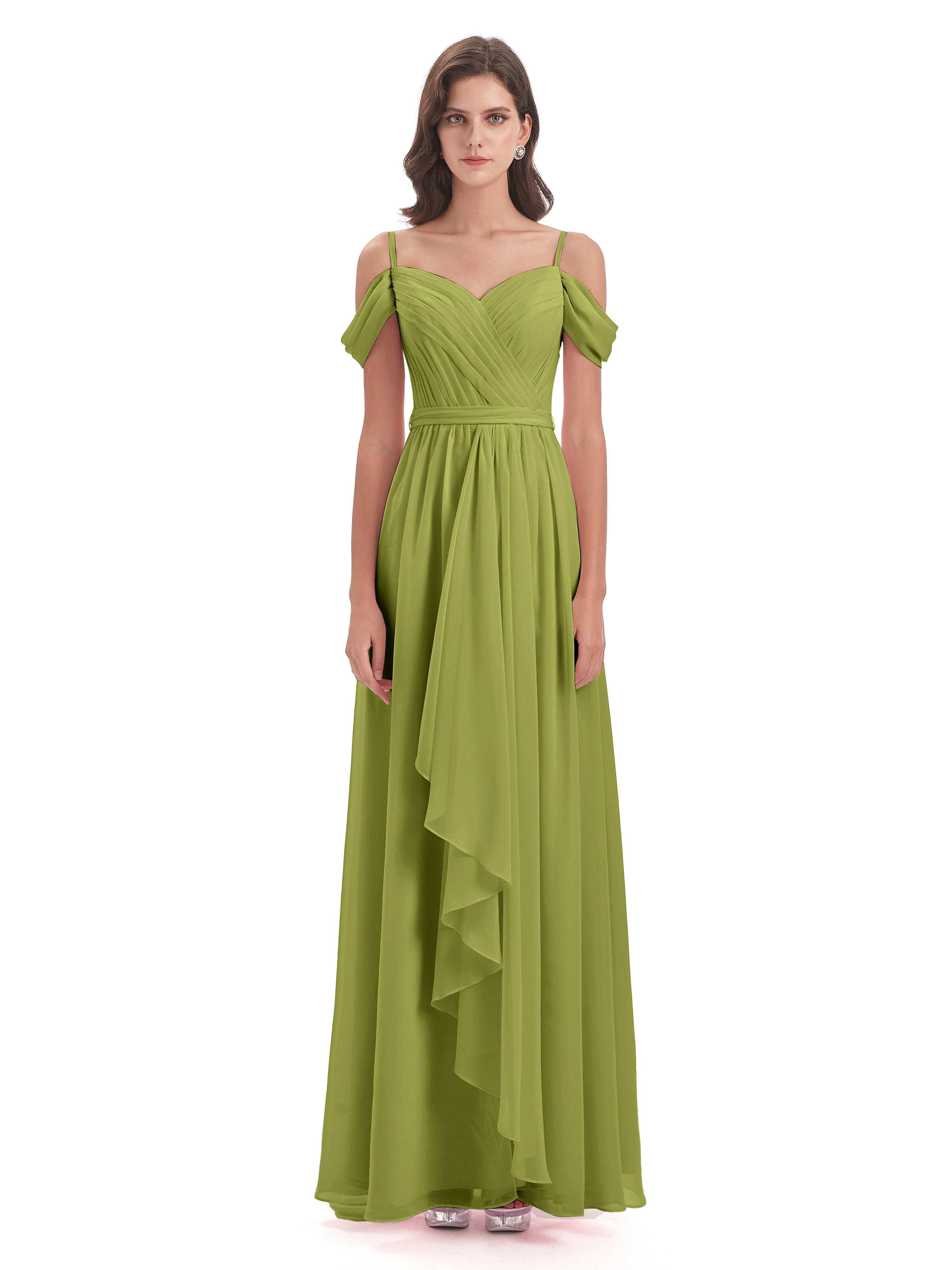 Brenna Off The Shoulder Chiffon Long Bridesmaid Dresses