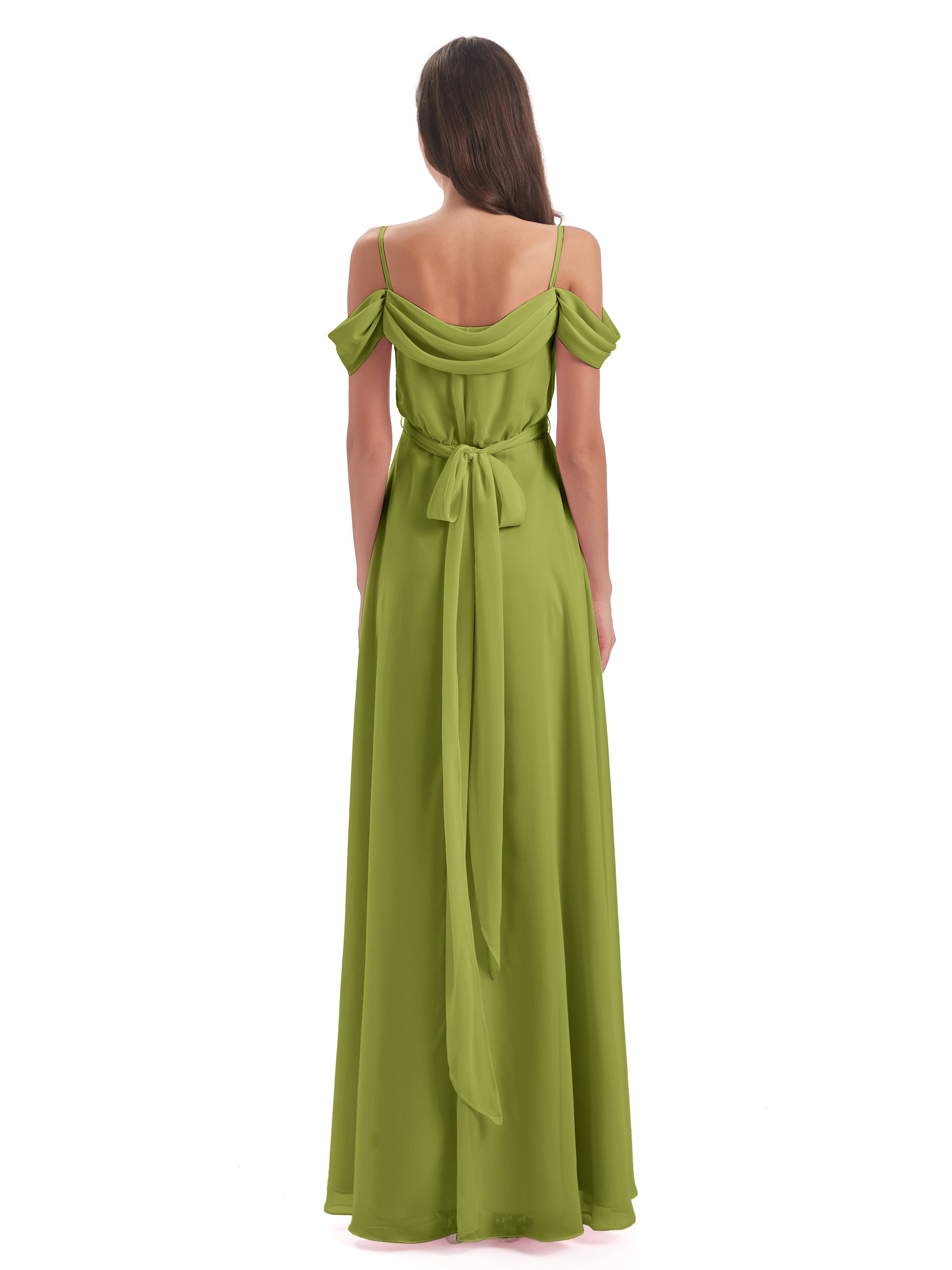 Brenna Off The Shoulder Chiffon Long Bridesmaid Dresses
