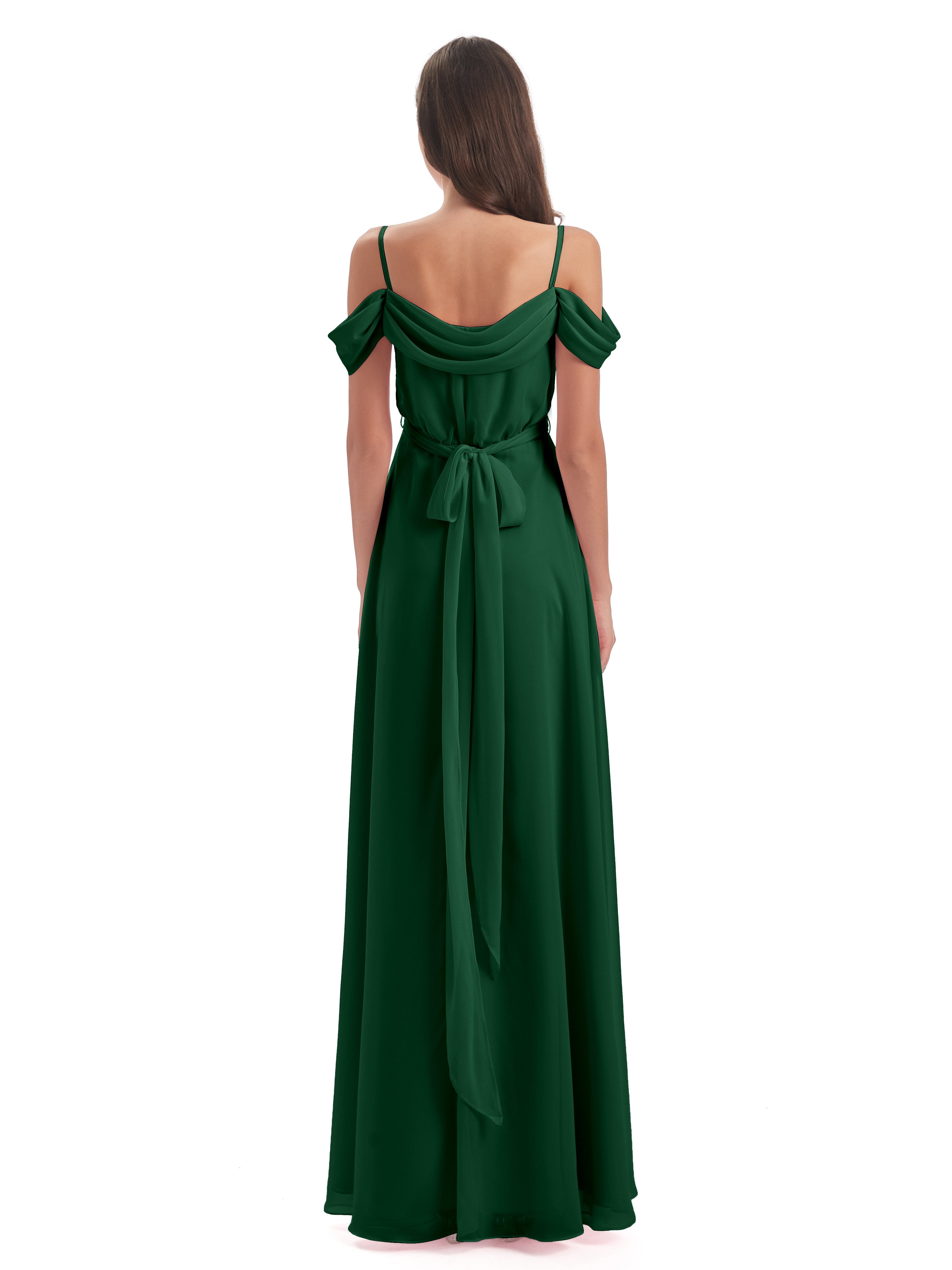 Brenna Off The Shoulder Chiffon Long Bridesmaid Dresses