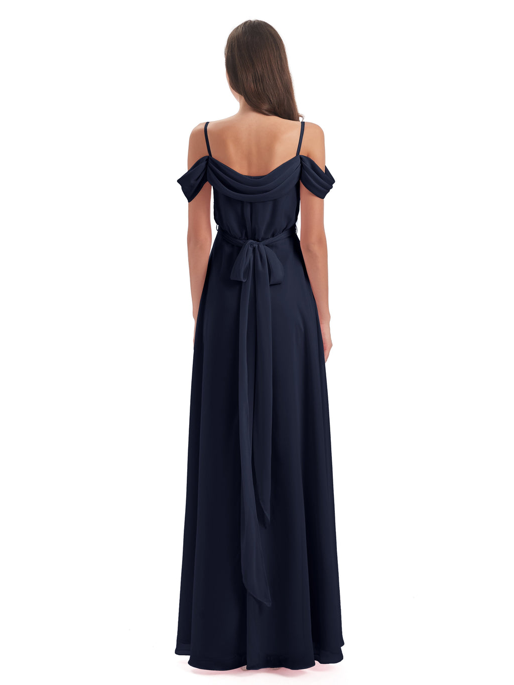 Brenna Off The Shoulder Chiffon Long Bridesmaid Dresses
