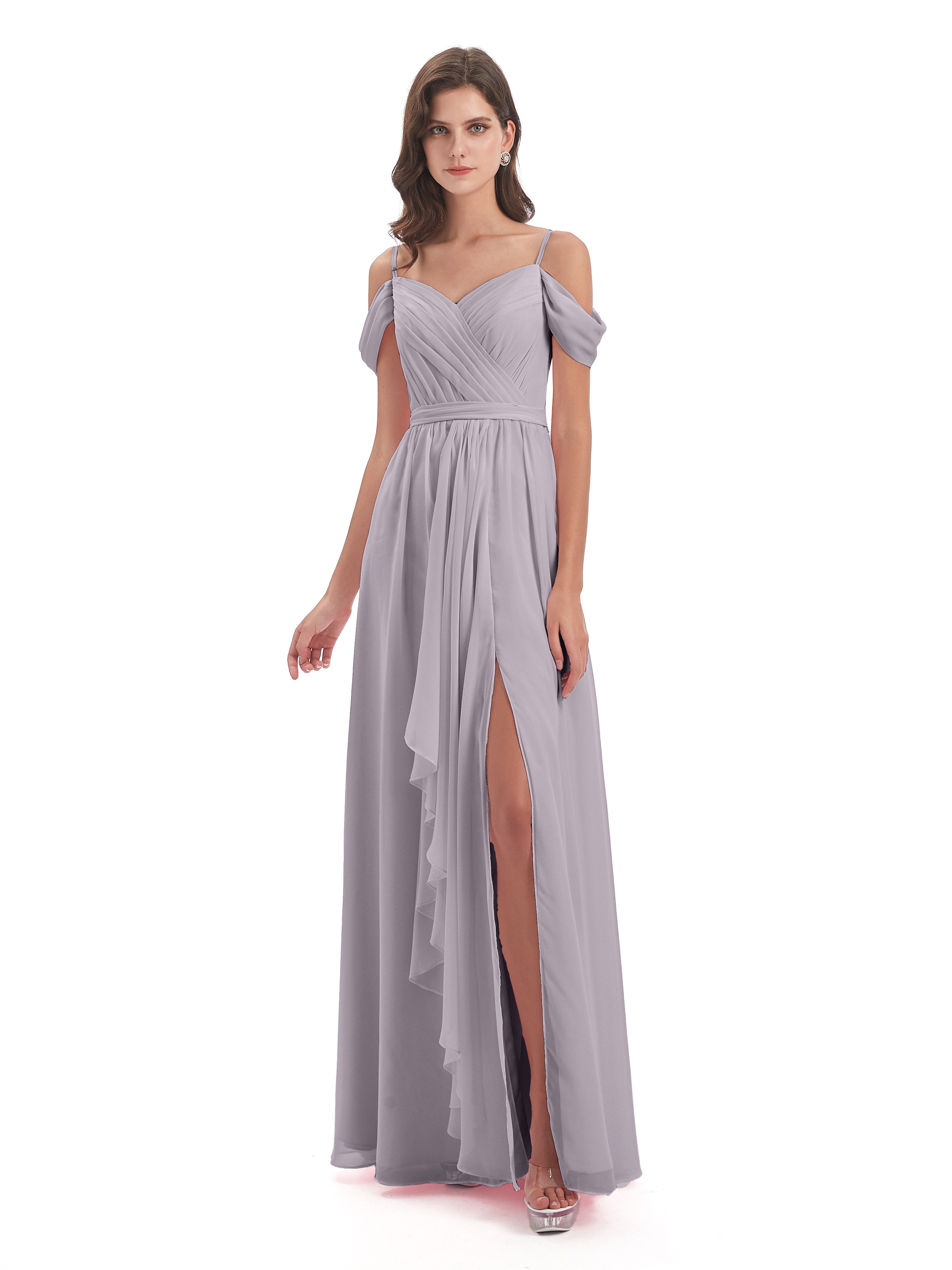 Brenna Off The Shoulder Chiffon Long Bridesmaid Dresses
