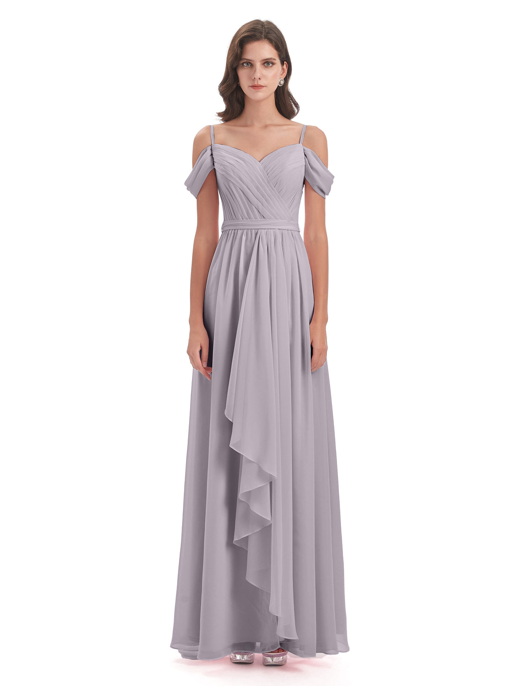 Brenna Off The Shoulder Chiffon Long Bridesmaid Dresses