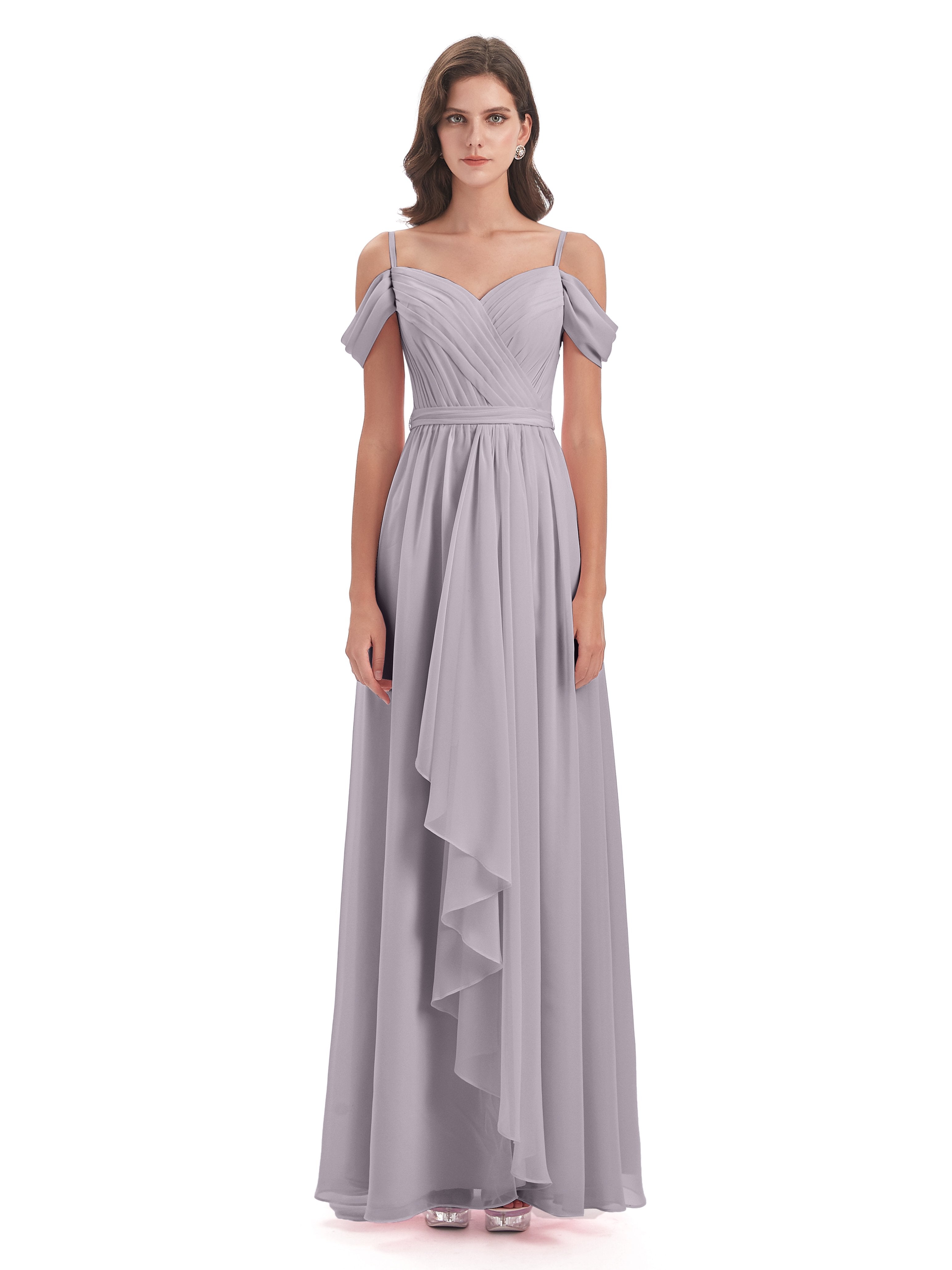 Brenna Off The Shoulder Chiffon Long Bridesmaid Dresses