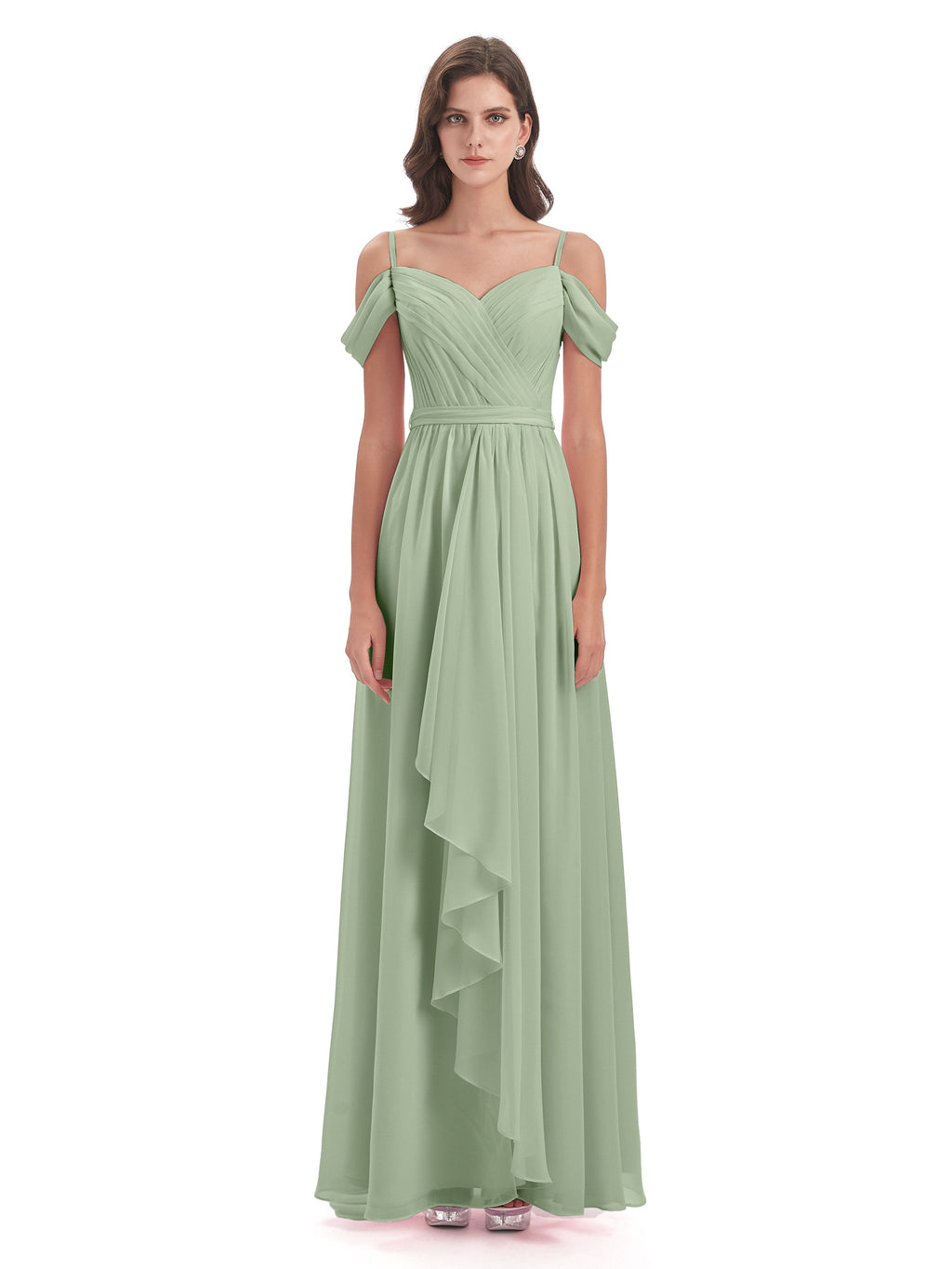Brenna Off The Shoulder Chiffon Long Bridesmaid Dresses