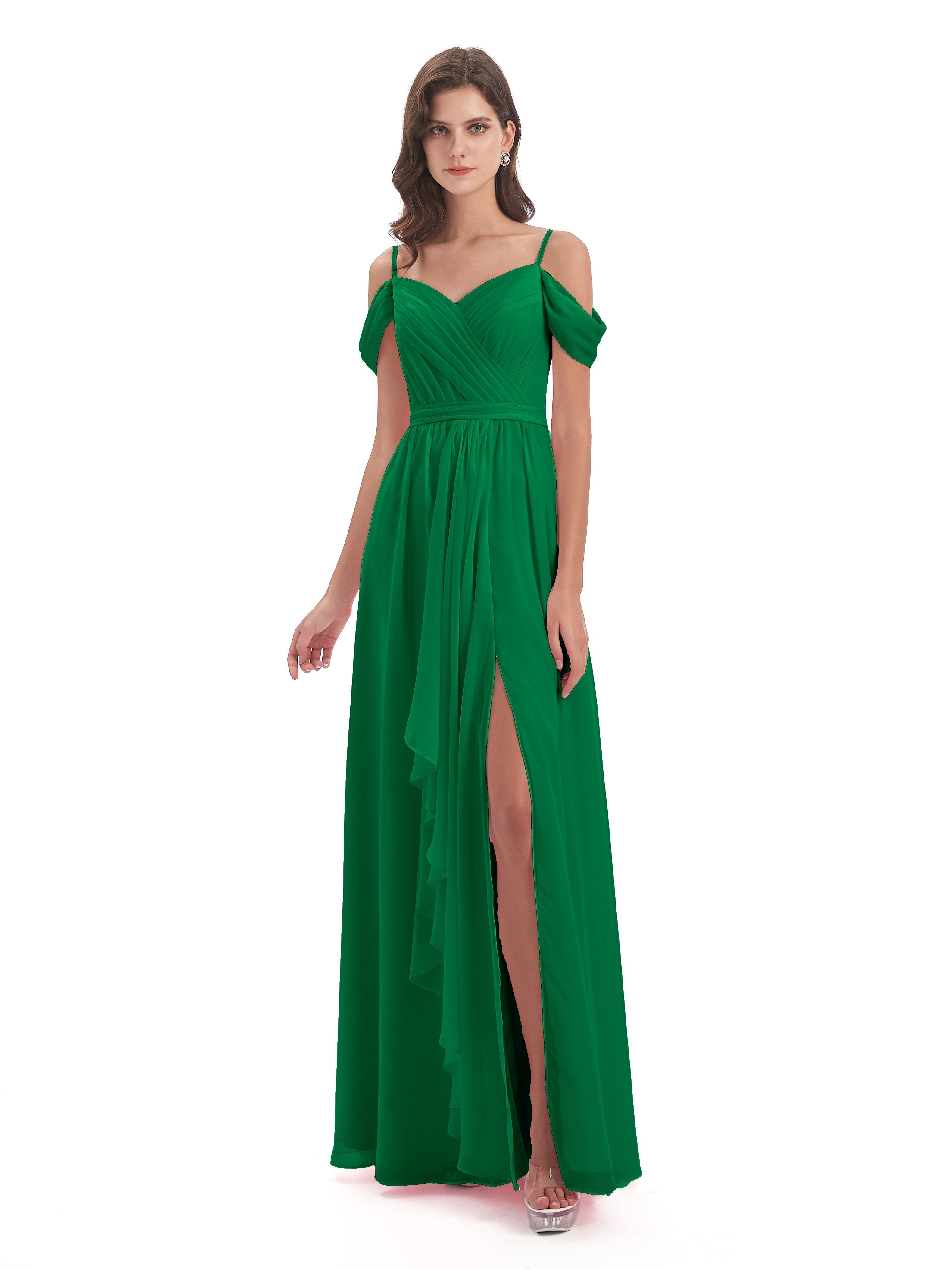 Brenna Off The Shoulder Chiffon Long Bridesmaid Dresses