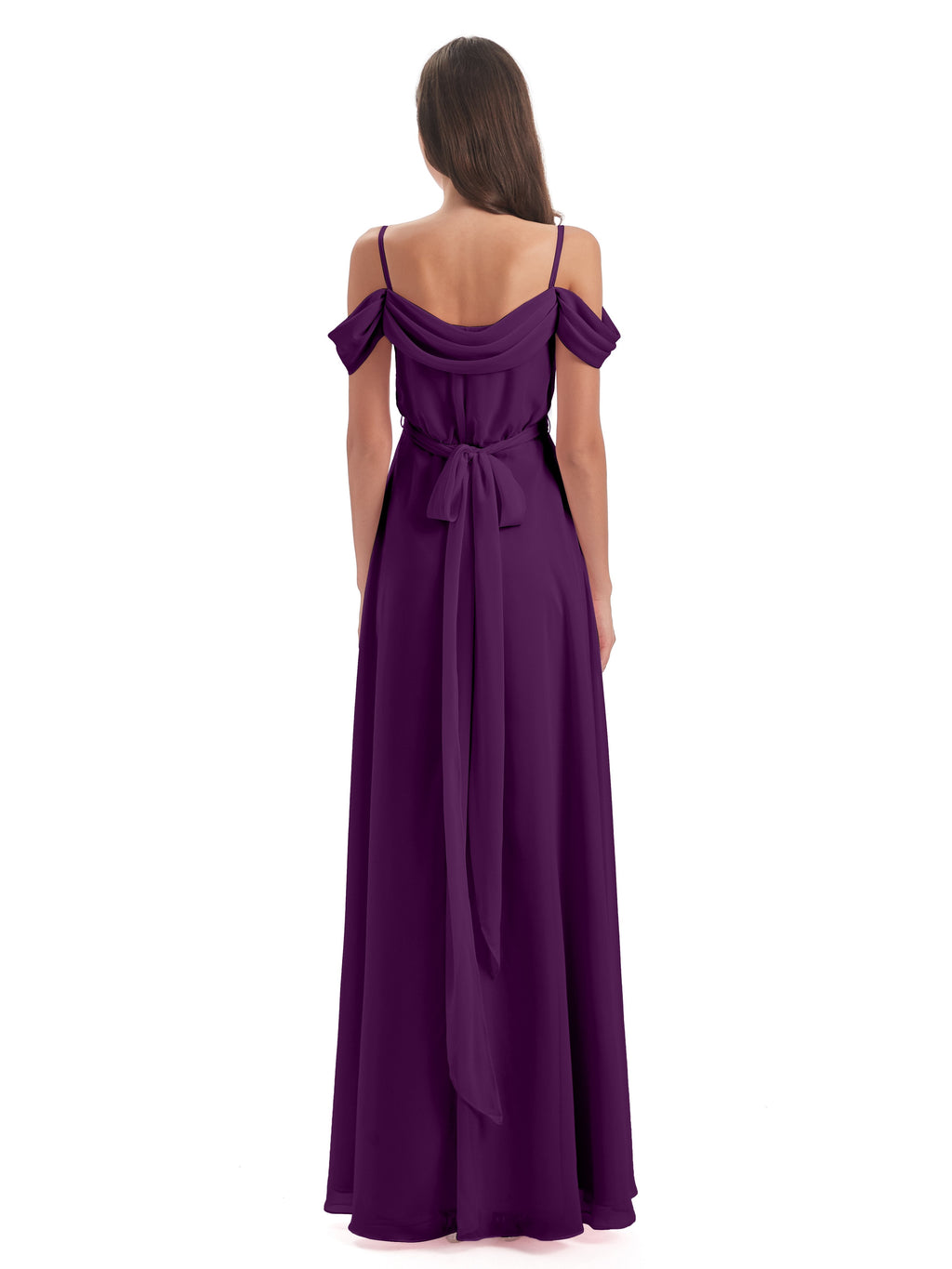 Brenna Off The Shoulder Chiffon Long Bridesmaid Dresses