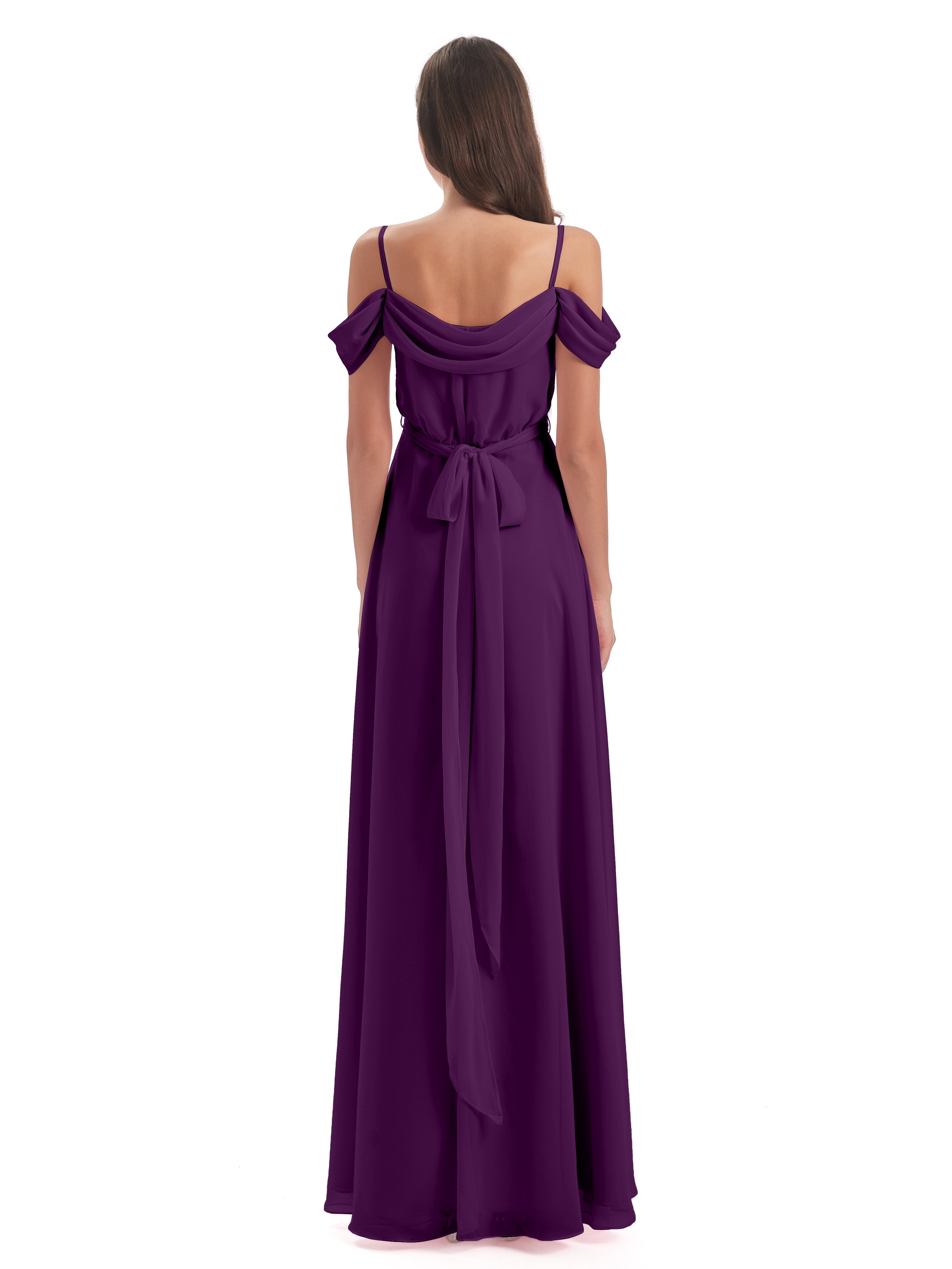 Brenna Off The Shoulder Chiffon Long Bridesmaid Dresses