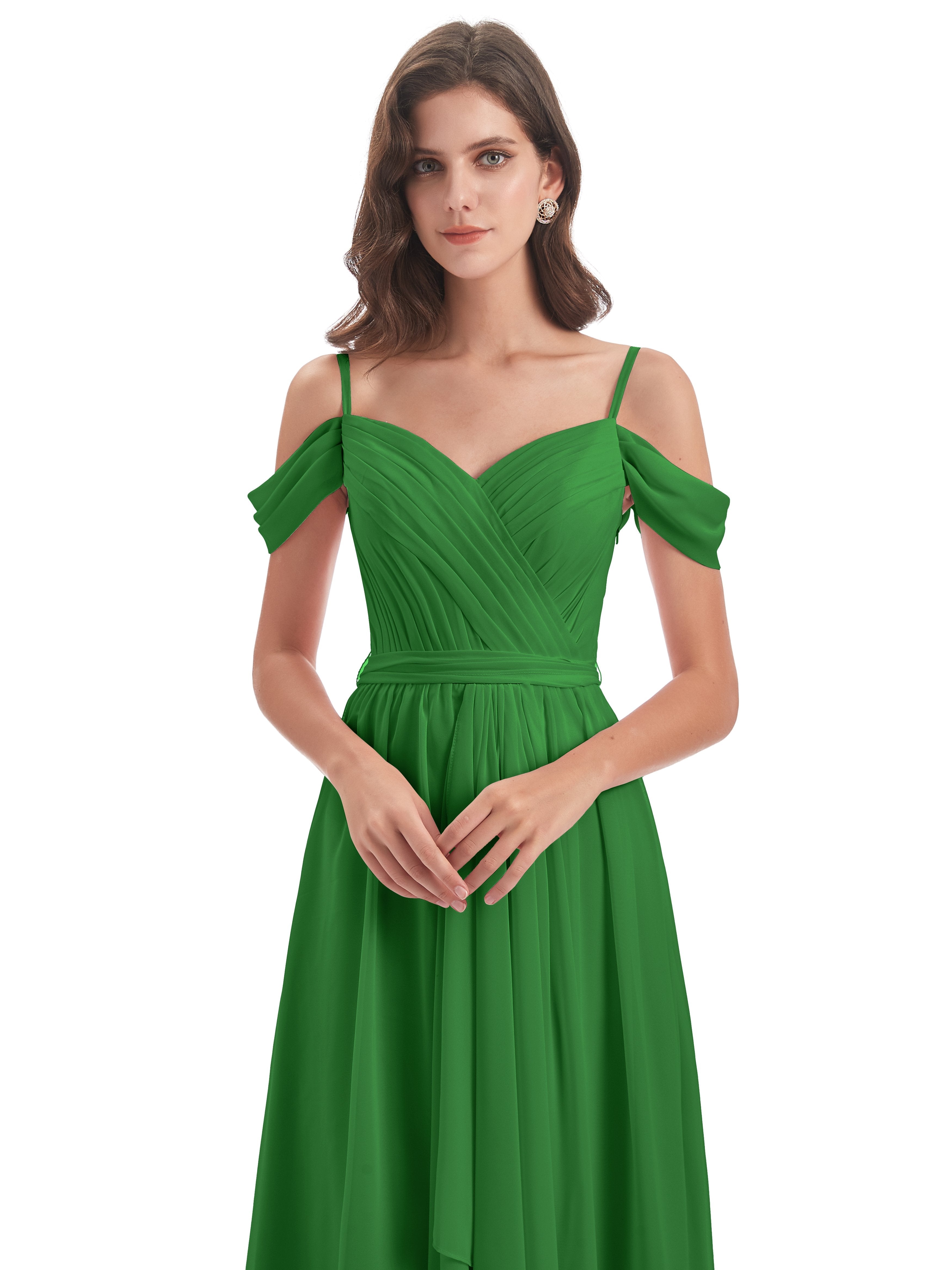 Brenna Off The Shoulder Chiffon Long Bridesmaid Dresses