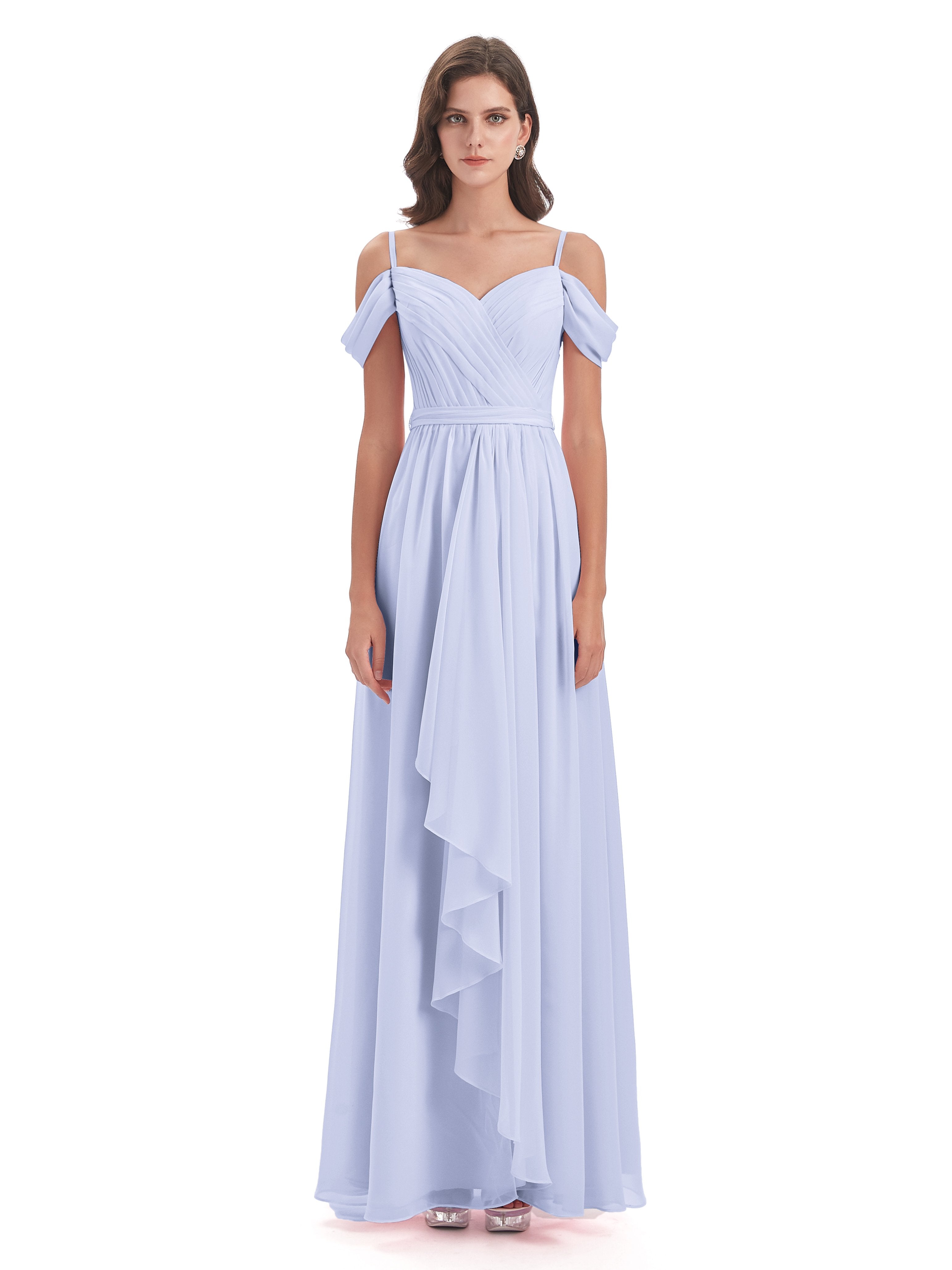 Brenna Off The Shoulder Chiffon Long Bridesmaid Dresses
