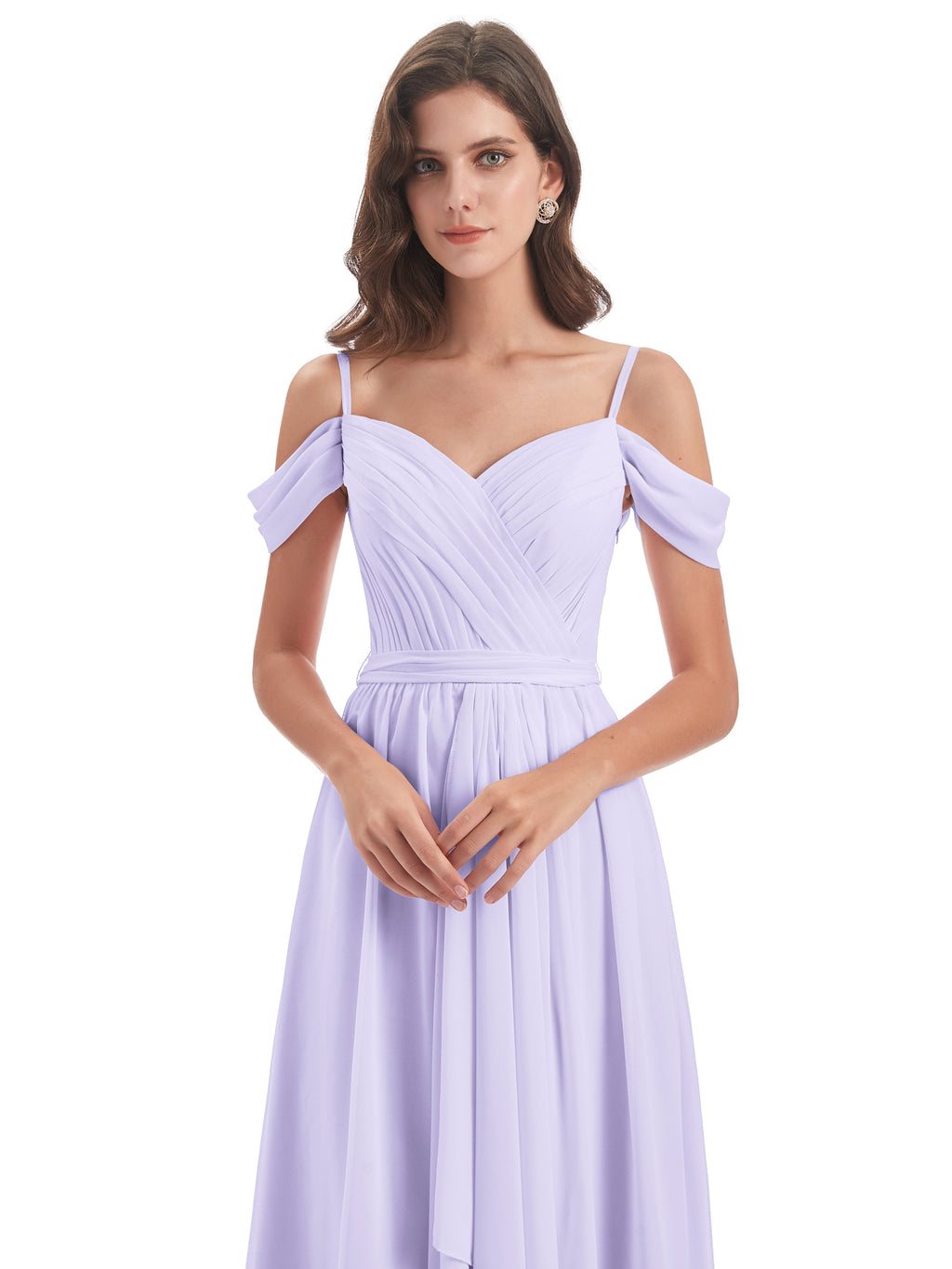 Brenna Off The Shoulder Chiffon Long Bridesmaid Dresses