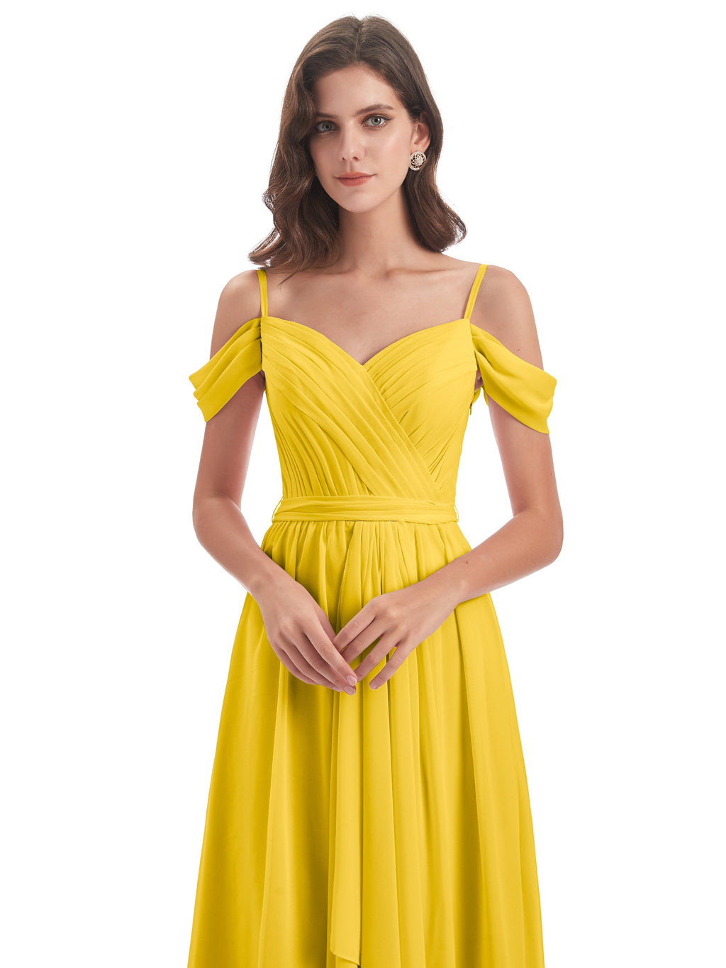 Brenna Off The Shoulder Chiffon Long Bridesmaid Dresses
