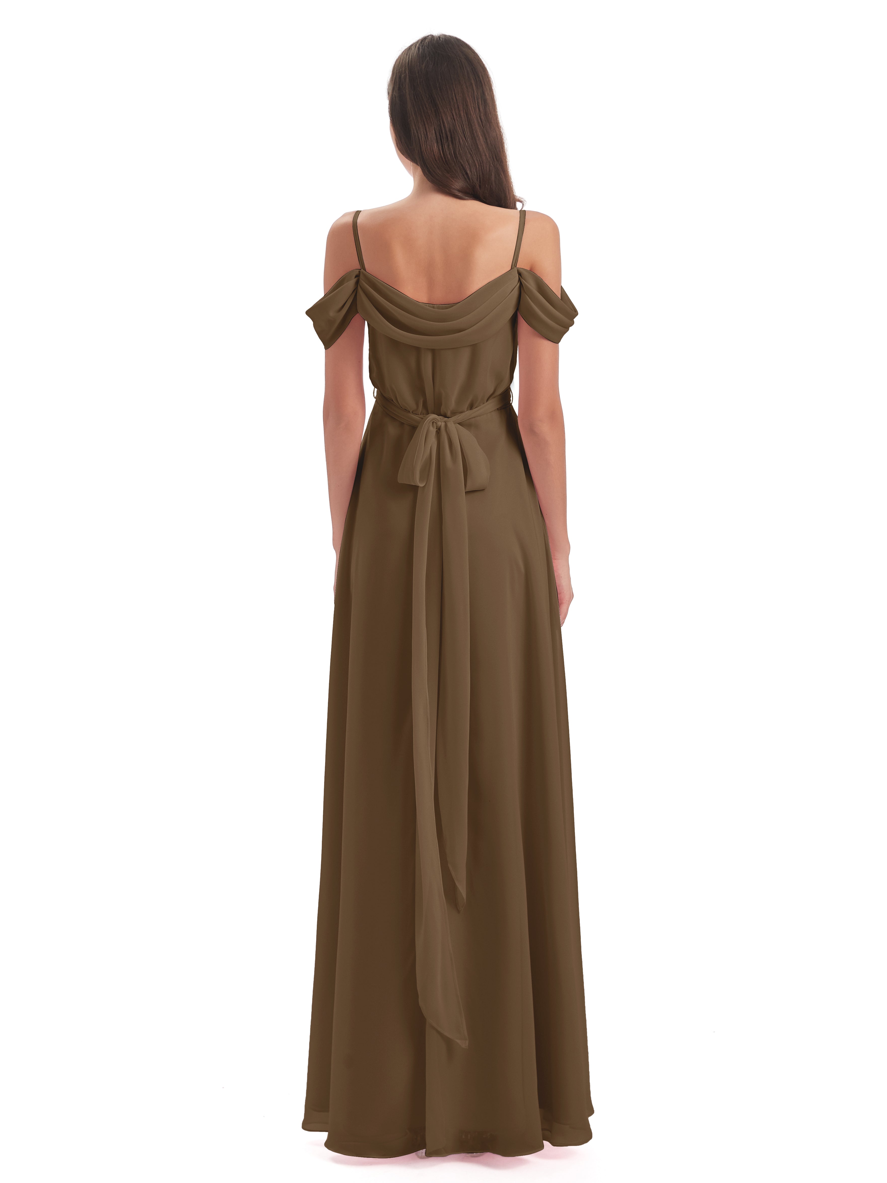 Brenna Off The Shoulder Chiffon Long Bridesmaid Dresses