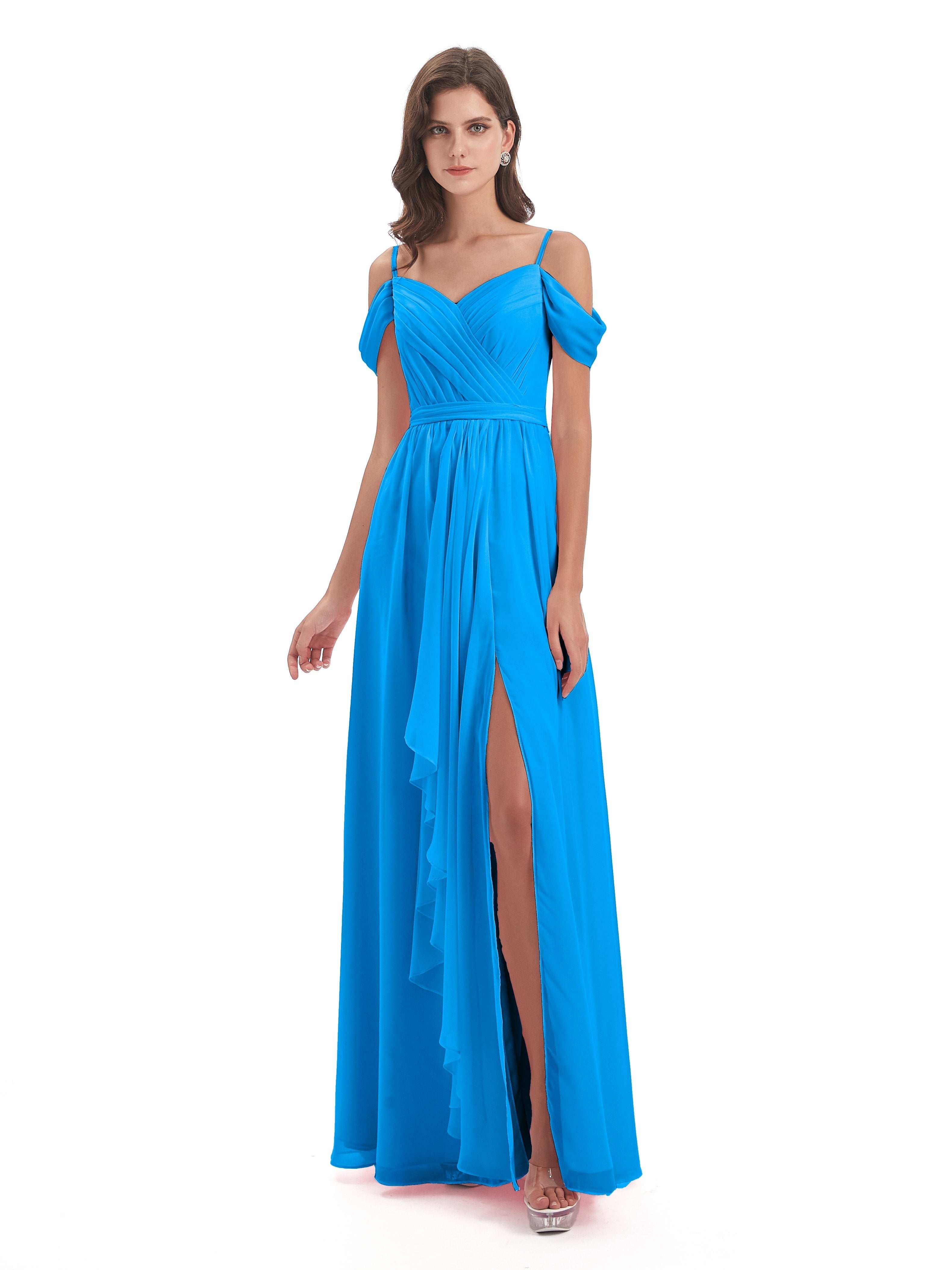 Brenna Off The Shoulder Chiffon Long Bridesmaid Dresses