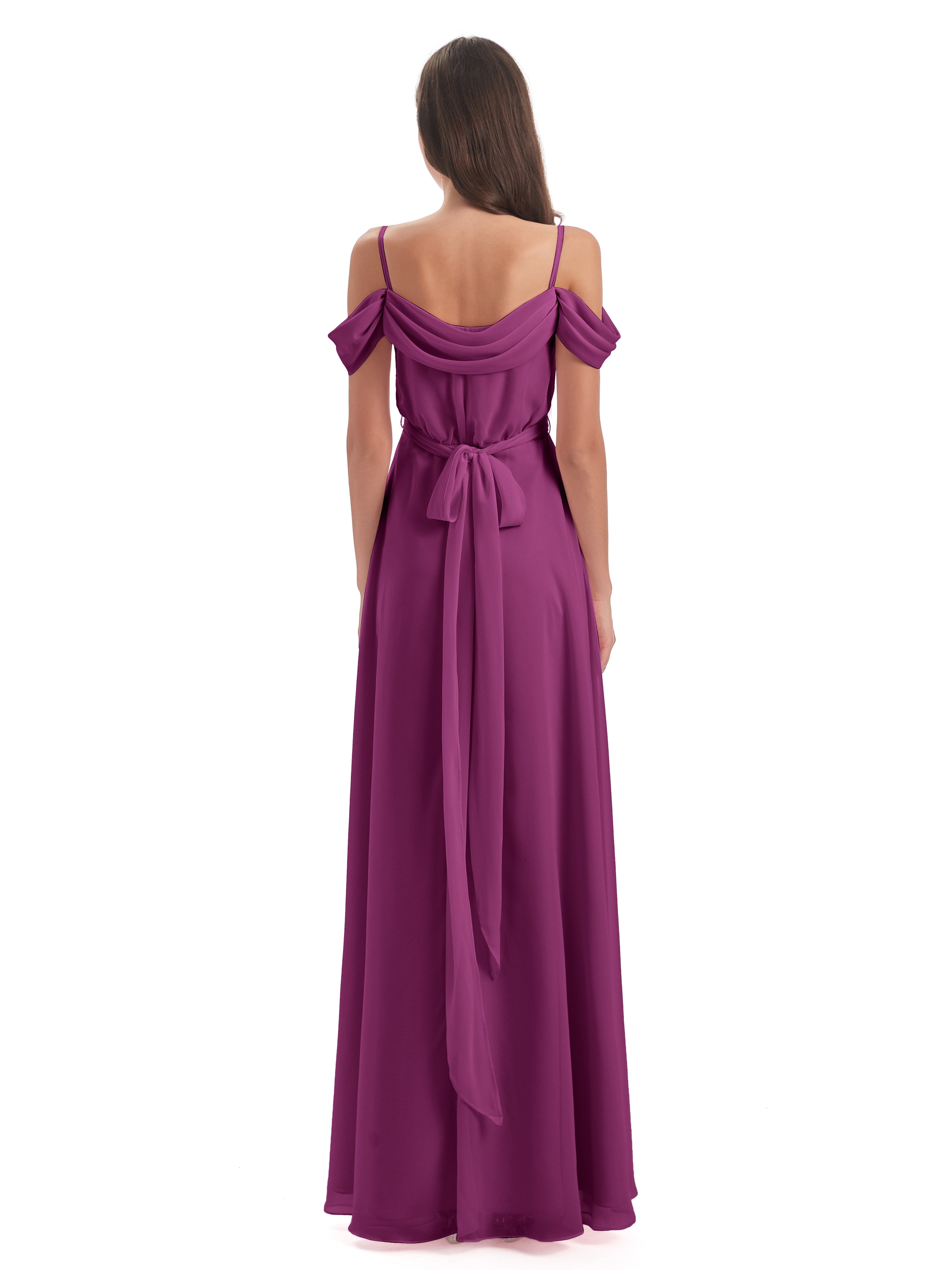 Brenna Off The Shoulder Chiffon Long Bridesmaid Dresses