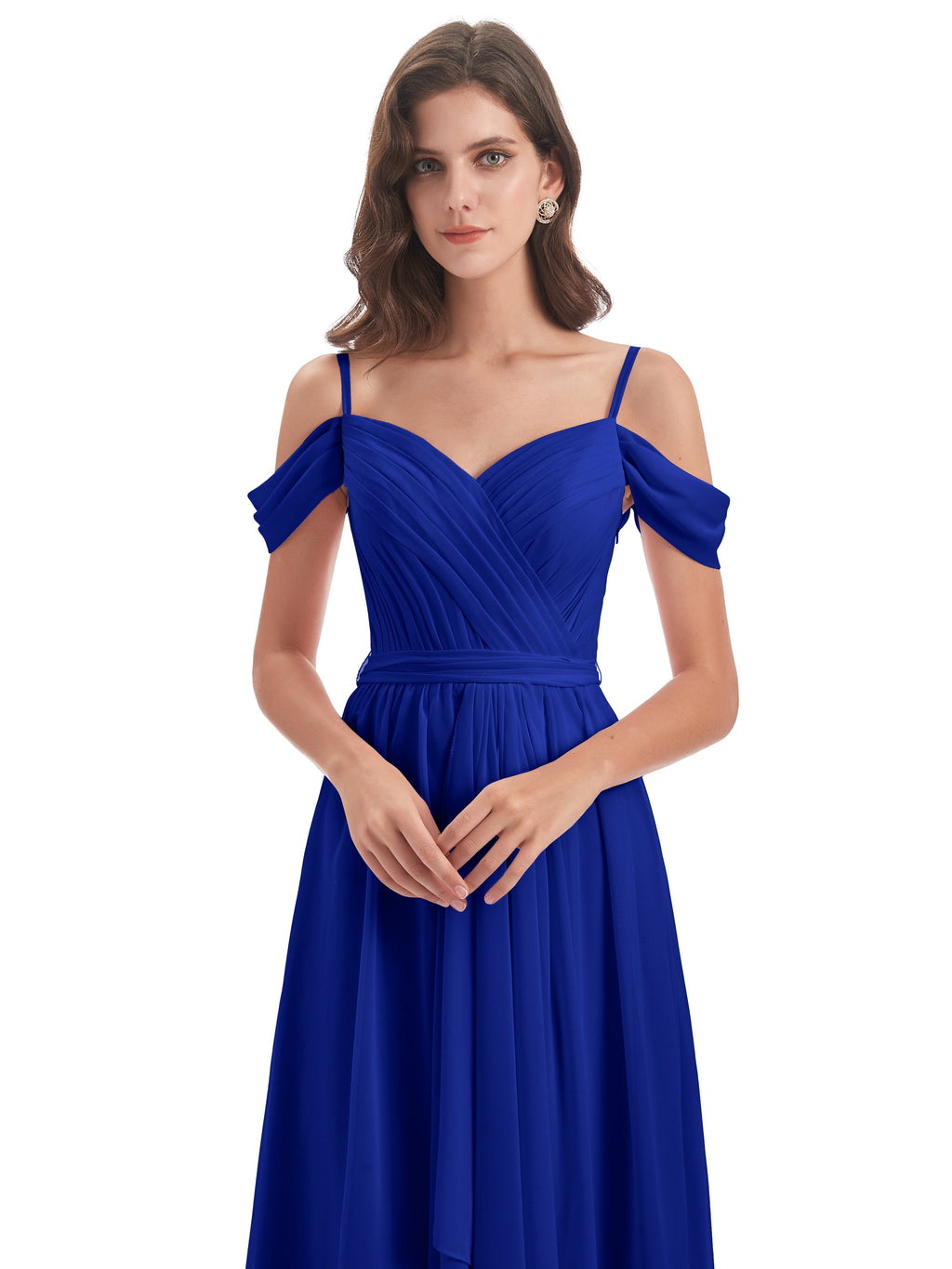 Brenna Off The Shoulder Chiffon Long Bridesmaid Dresses